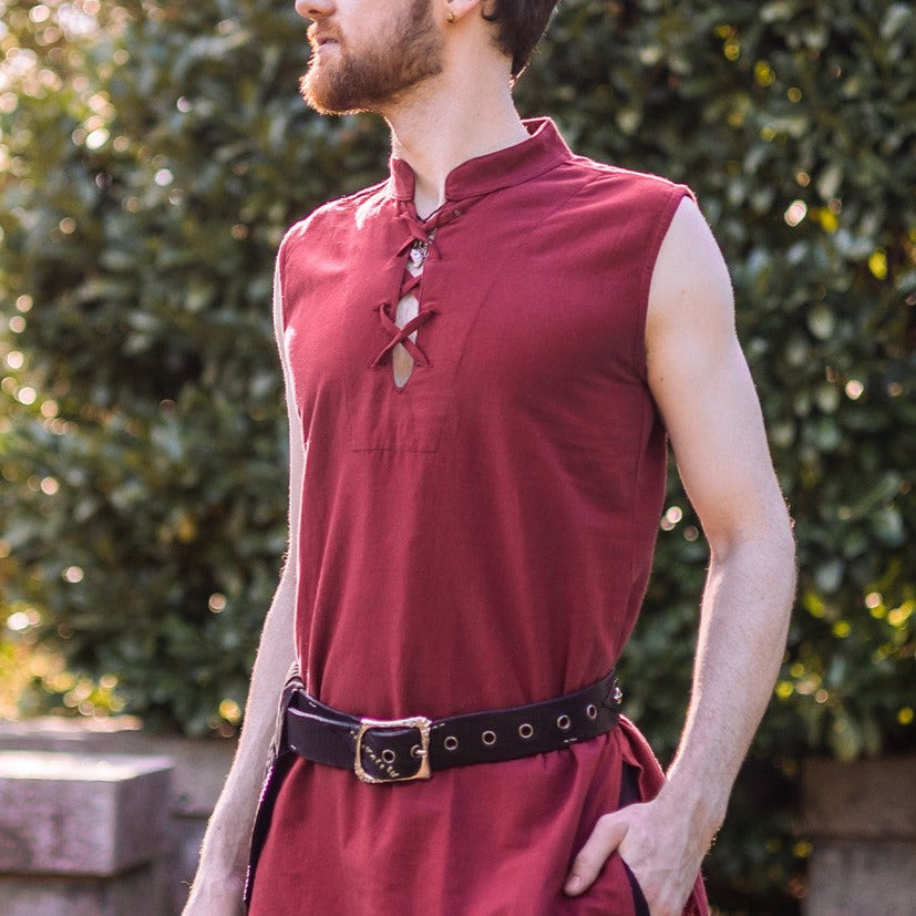 Sleeveless Short Torso Slit-Side Over Tunic