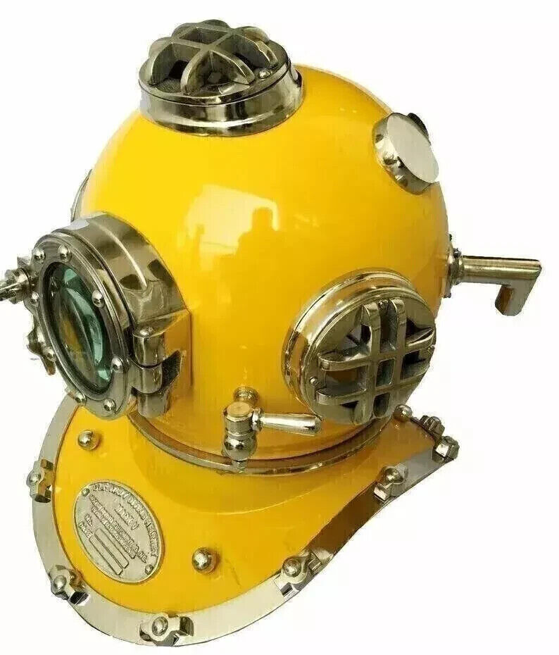 Antique Yellow 18" Diving Helmet US Navy Mark V Scuba Divers Helmet Replica