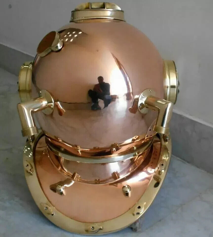 18" Diving Helmet – U.S. Navy Mark V Deep Sea Antique Scuba Replica (AB Finish)