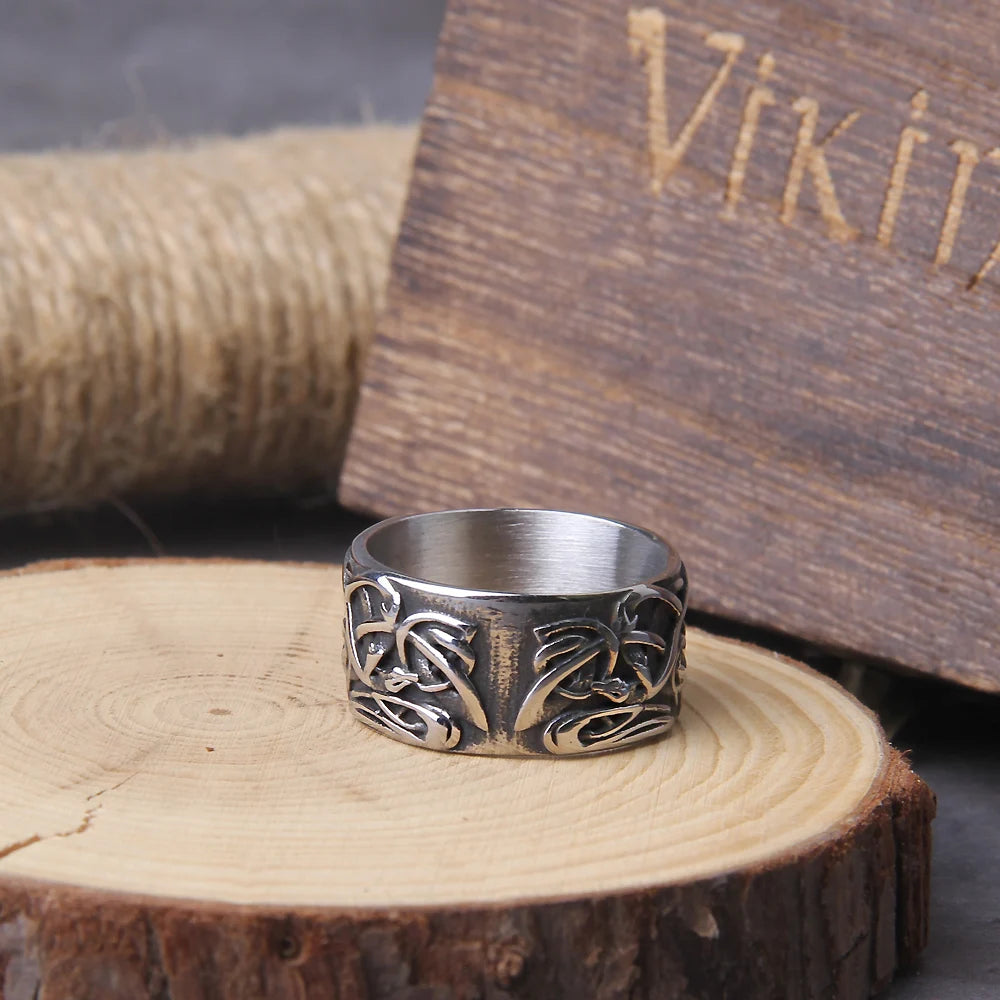 Celtics Irish Knot Men's Ring Viking Amulet Triquetra Couple Women Rings Vintage Stainless Steel Jewelry Gift Wholease with box