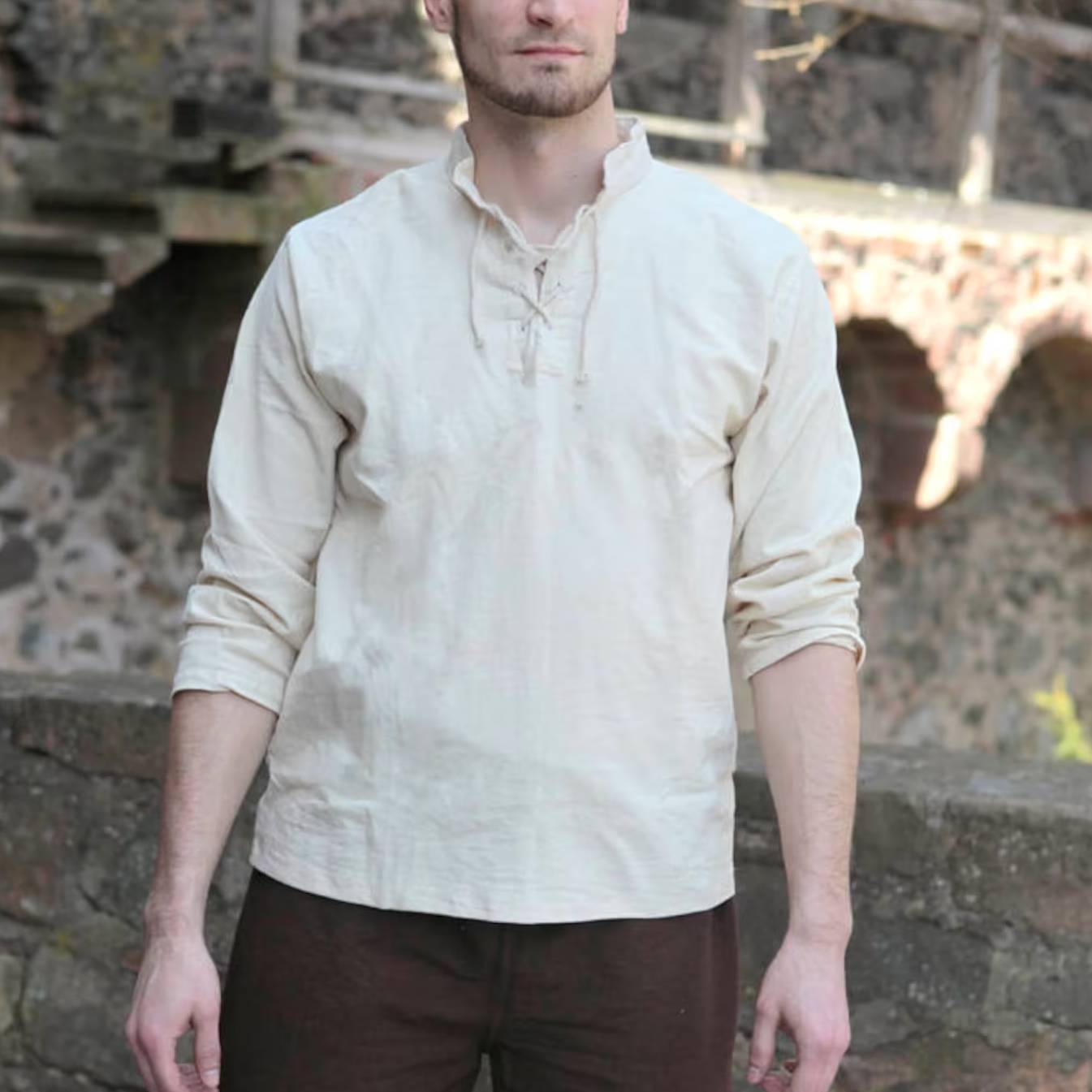 Viking Lace-Throat Slim Fit Tunic