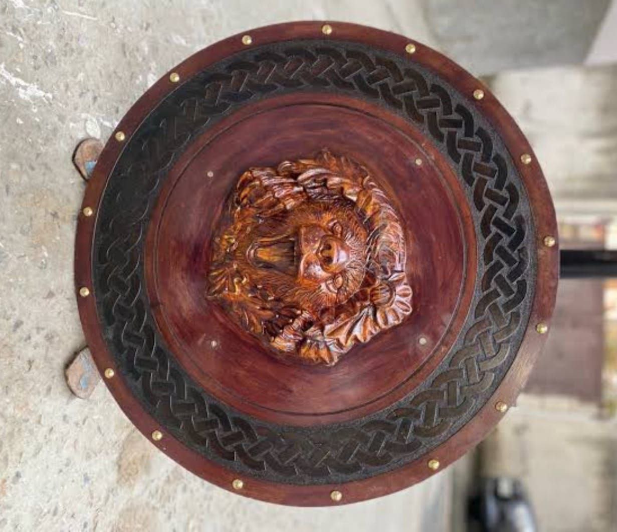 Berserker Bear Totem Oaken Carved Viking Shield, 24" - + engraved