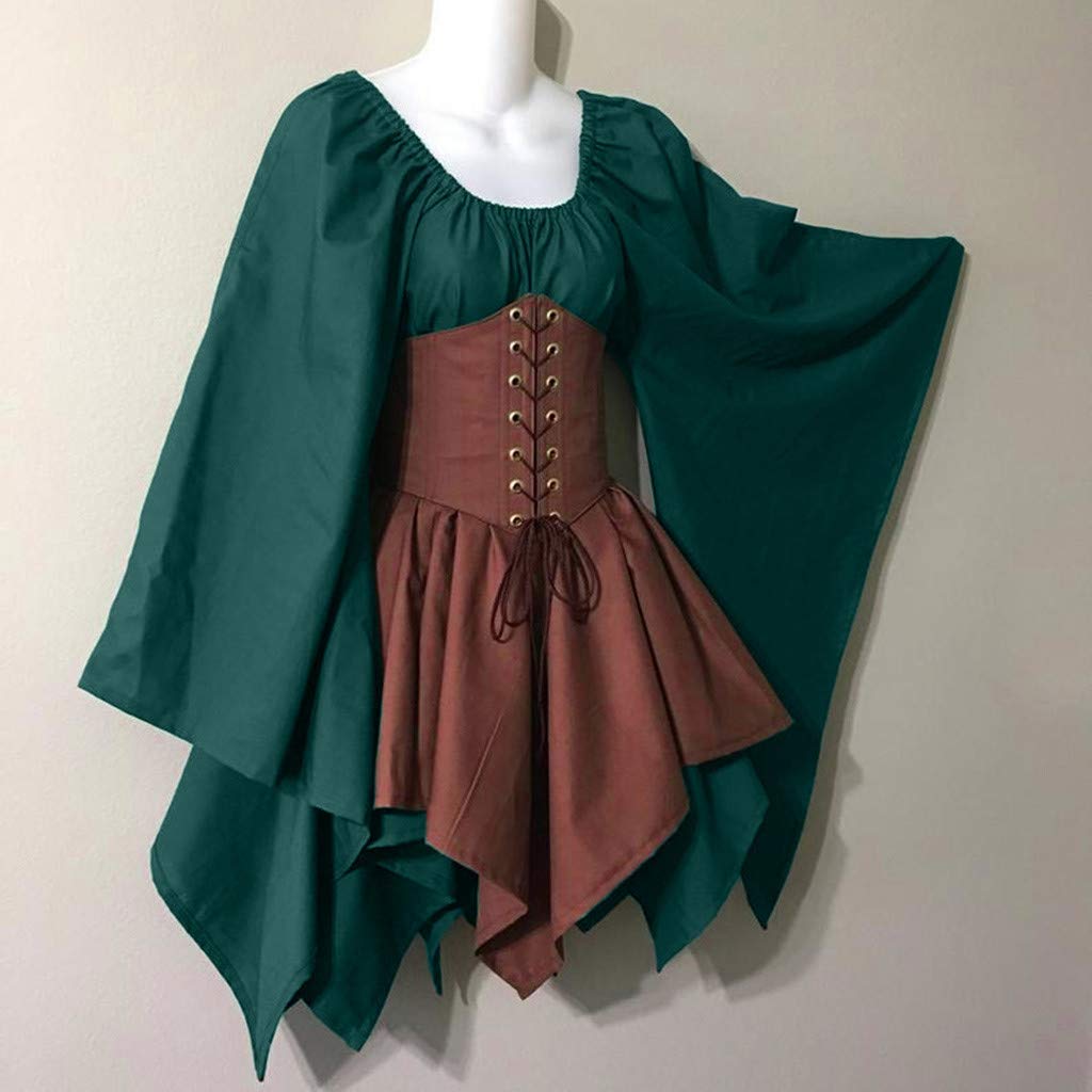 Red Retro Gothic Witch Medieval Cosplay Dress for Women