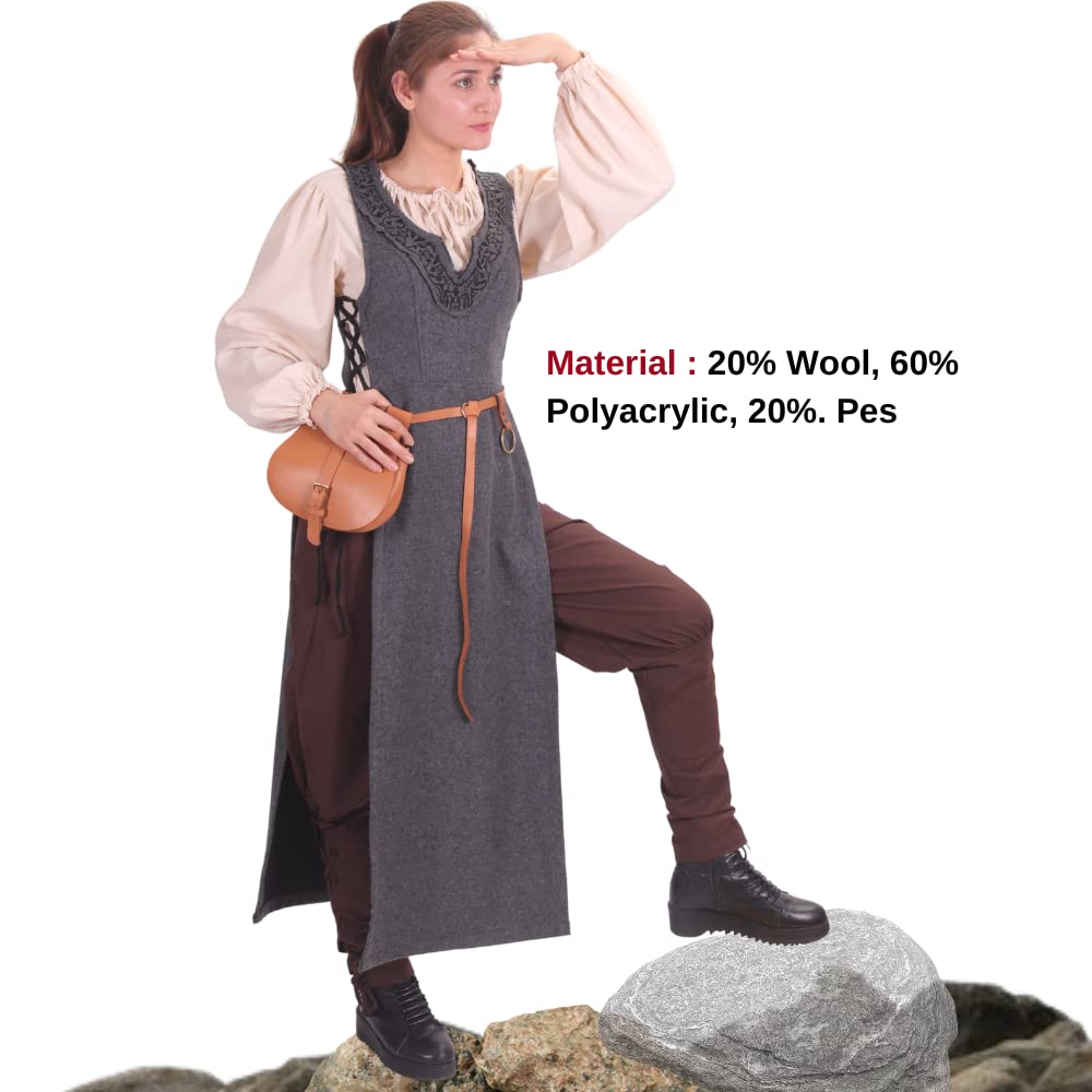 Side-Lace Wool Viking Apron Overdress