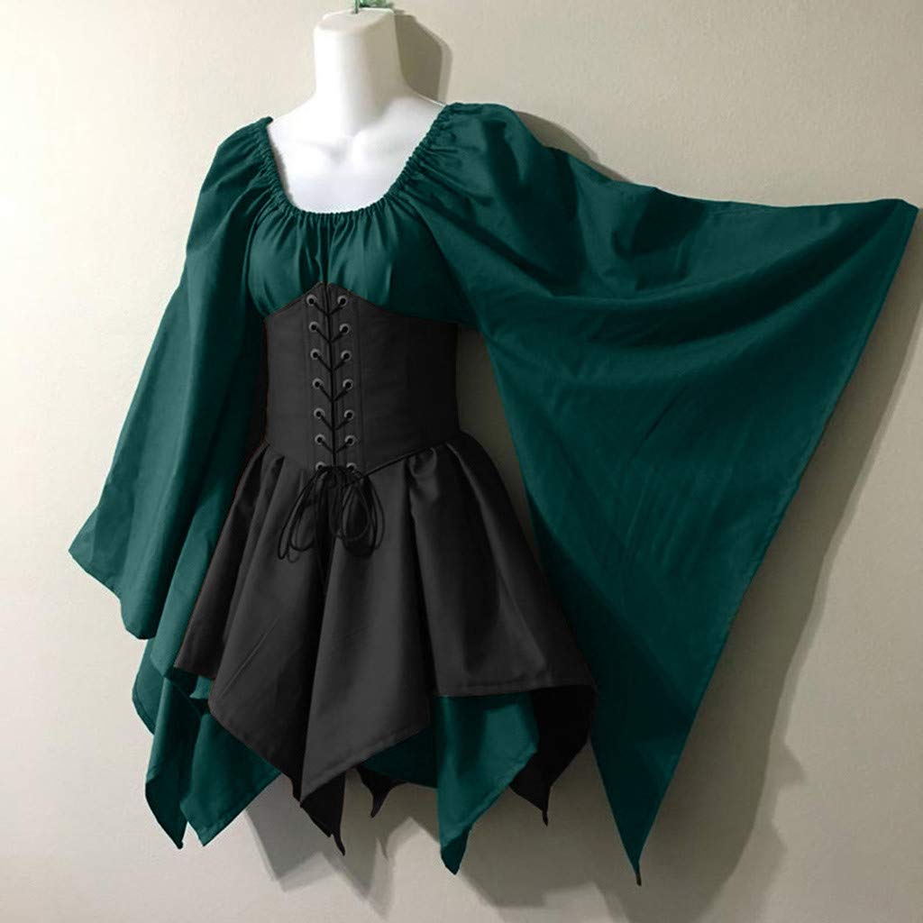 Red Retro Gothic Witch Medieval Cosplay Dress for Women