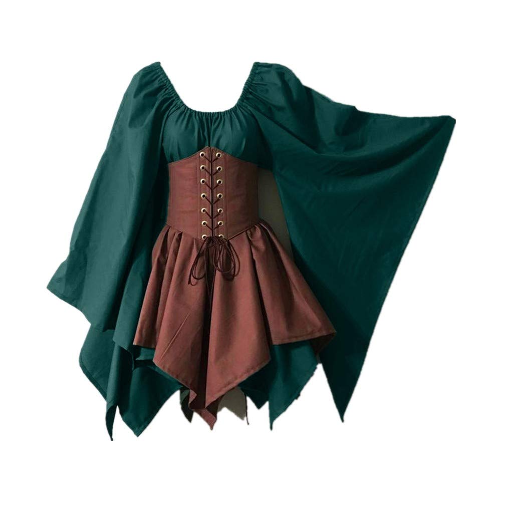 Red Retro Gothic Witch Medieval Cosplay Dress for Women