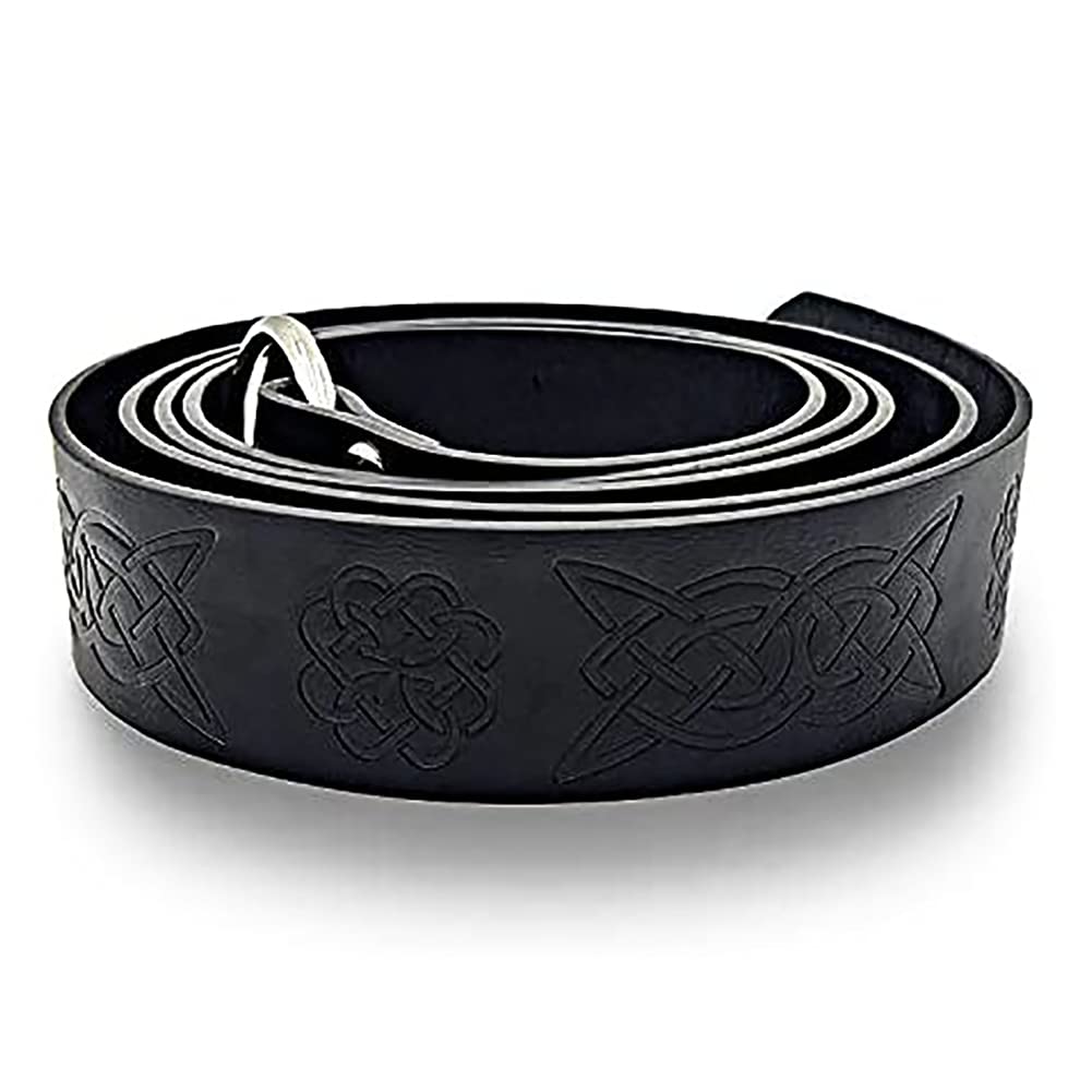 Dark Brown Celtic Knot Embossed PU Leather Medieval Viking Belt
