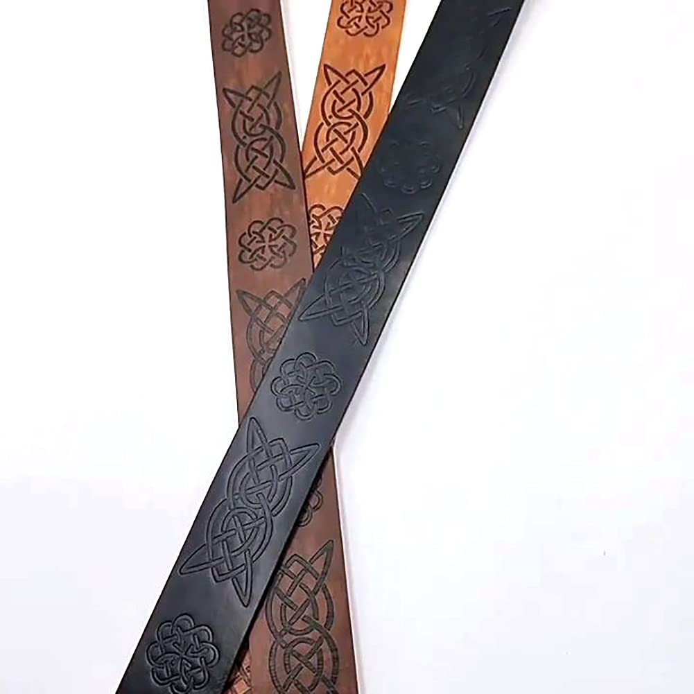 Dark Brown Celtic Knot Embossed PU Leather Medieval Viking Belt