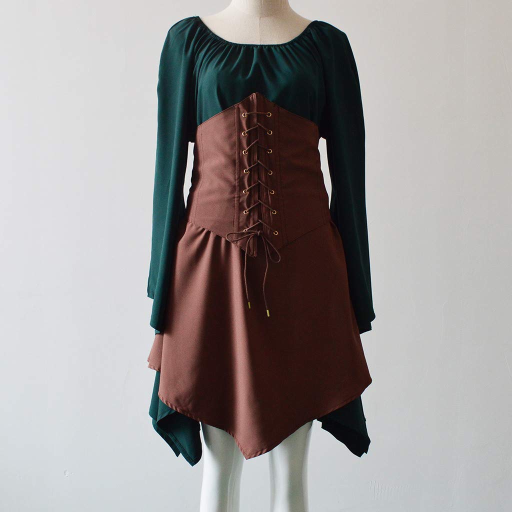 Red Retro Gothic Witch Medieval Cosplay Dress for Women