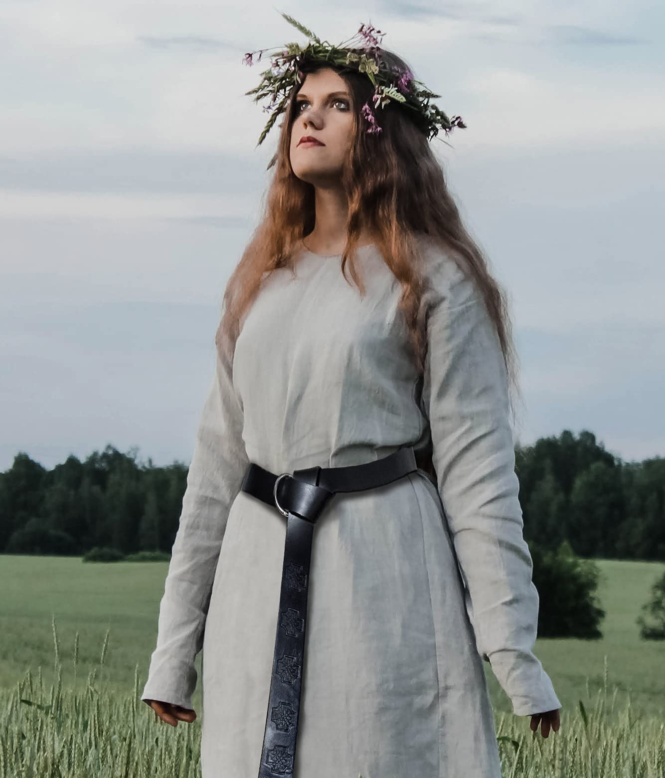 Dark Brown Celtic Knot Embossed PU Leather Medieval Viking Belt