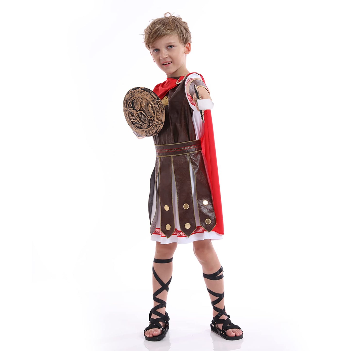 Funivals Boys Costume for Halloween Carnival,Boy Suit Role Play with Accessories Medium Viking Warrior
