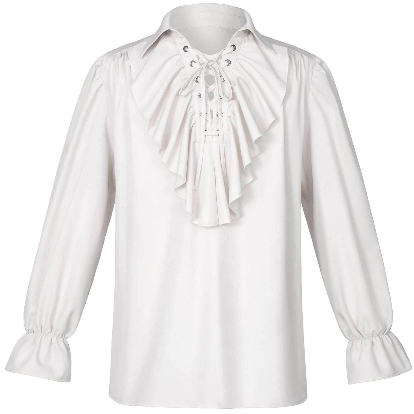 Men's Renaissance Victorian Medieval Pirate Shirt Lace Up Costume Top