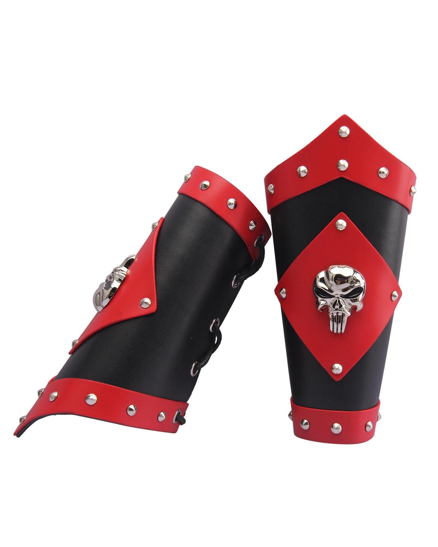 GelConnie Leather Gauntlet Wristband Viking Leather Arm Guard Medieval Armor Bracers Leather Armband Wrist Guards Cosplay Black Leather Bracers