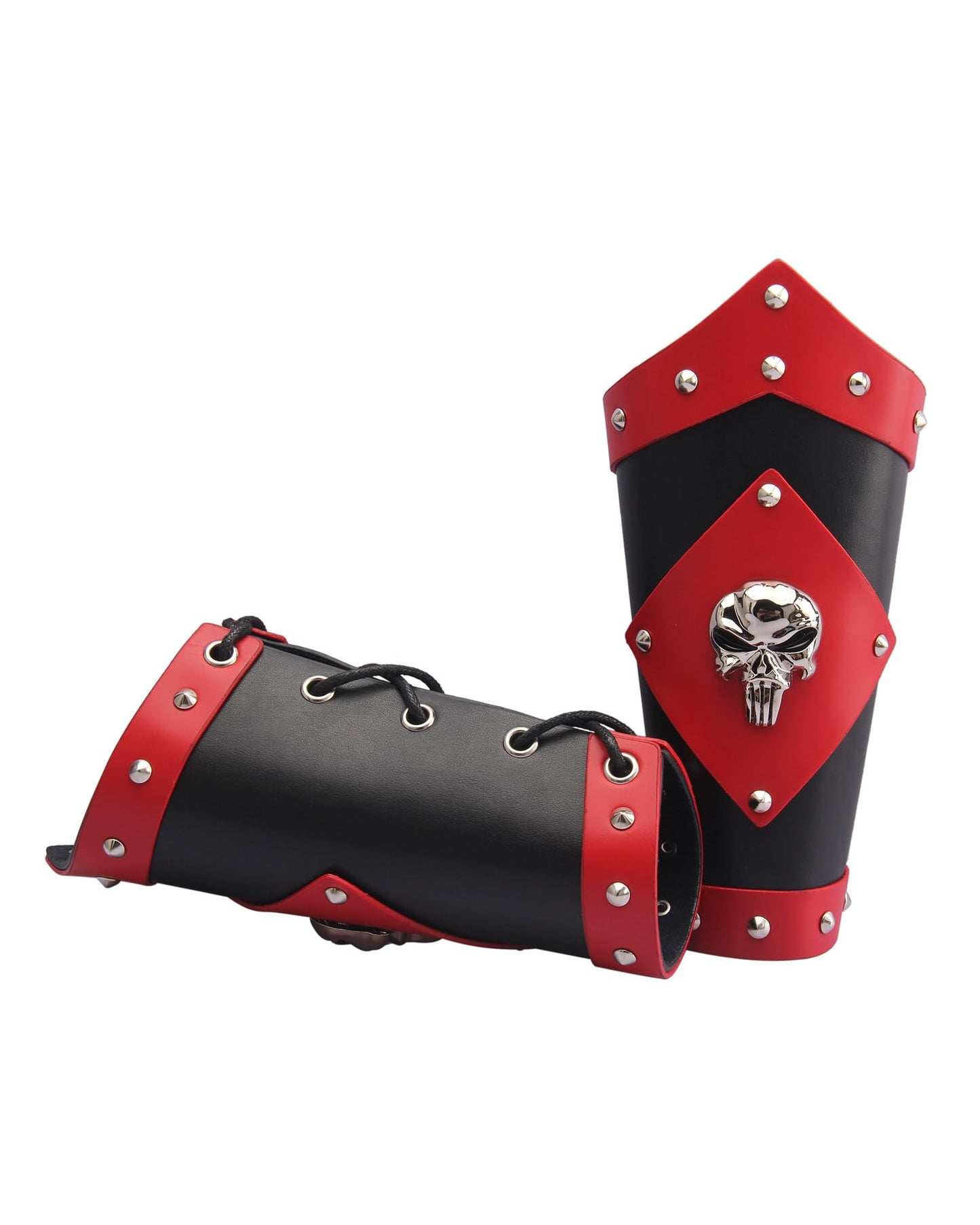 GelConnie Leather Gauntlet Wristband Viking Leather Arm Guard Medieval Armor Bracers Leather Armband Wrist Guards Cosplay Black Leather Bracers
