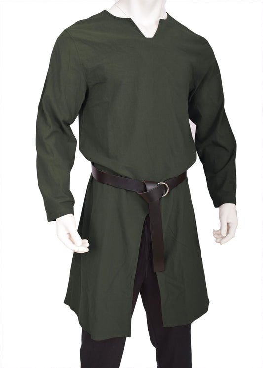 Mens Renaissance Tunic Pirate Viking Retro Medieval Shirt Gothic Victorian Halloween Costume Tee (Without Belt) Medium Green