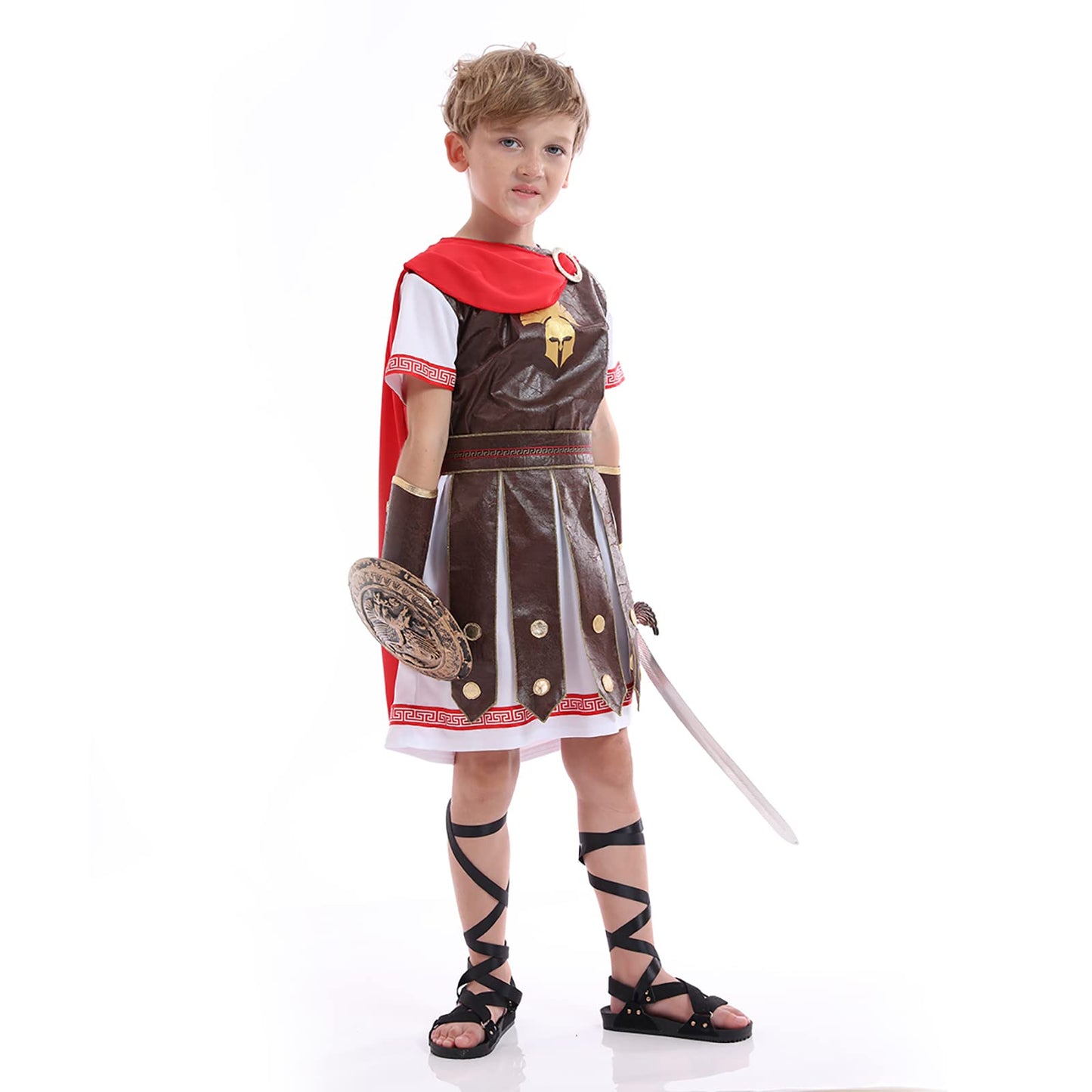 Funivals Boys Costume for Halloween Carnival,Boy Suit Role Play with Accessories Medium Viking Warrior