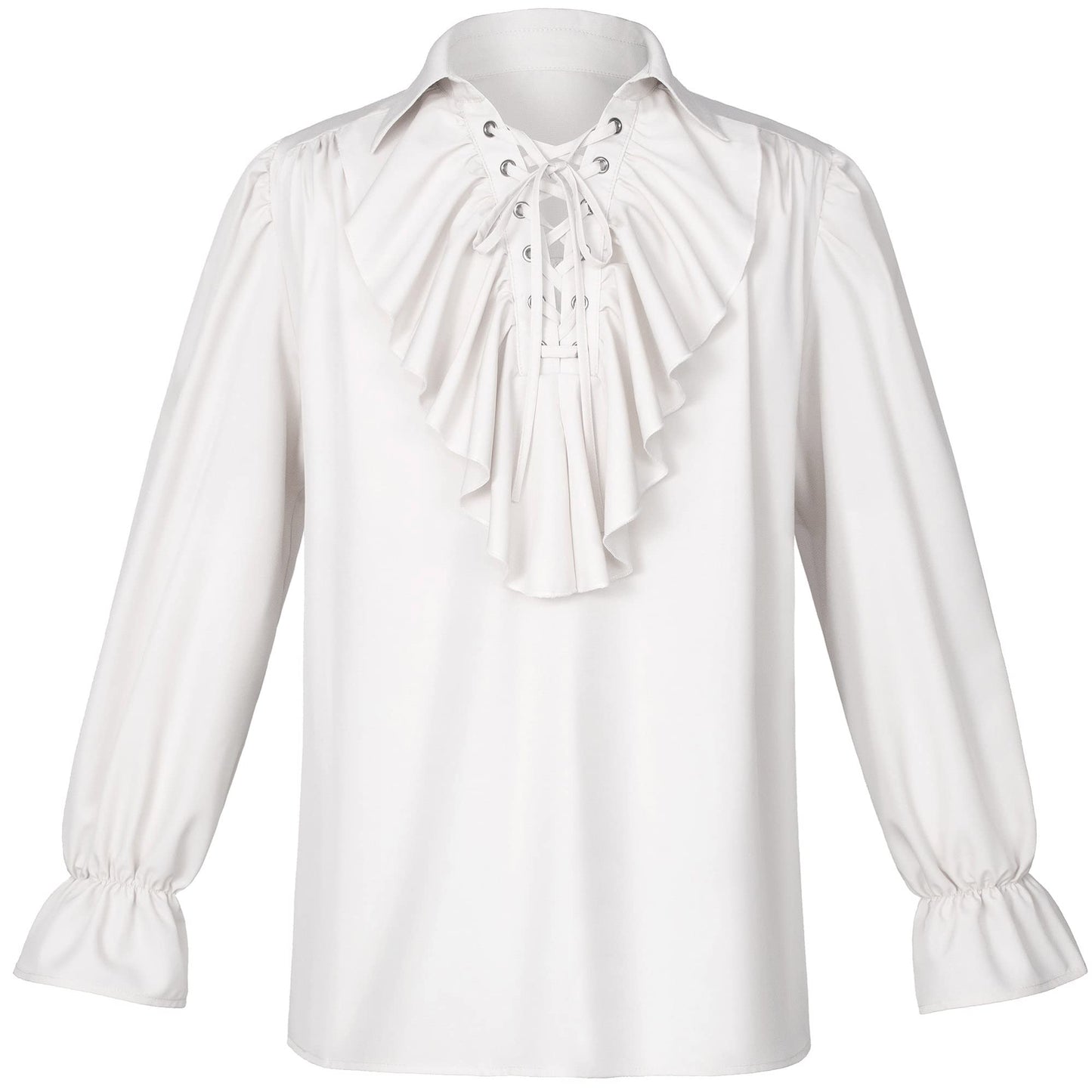 Men's Renaissance Victorian Medieval Pirate Shirt Lace Up Costume Top