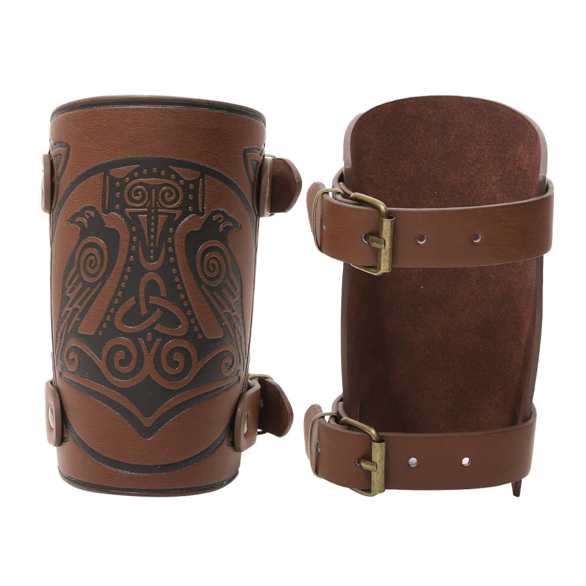 GelConnie Leather Gauntlet Wristband Viking Leather Arm Guard Medieval Armor Bracers Leather Armband Wrist Guards Cosplay Black Leather Bracers