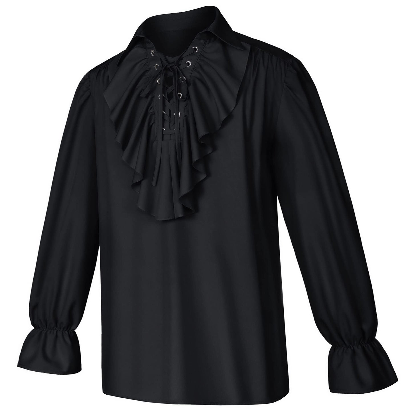 Men's Renaissance Victorian Medieval Pirate Shirt Lace Up Costume Top