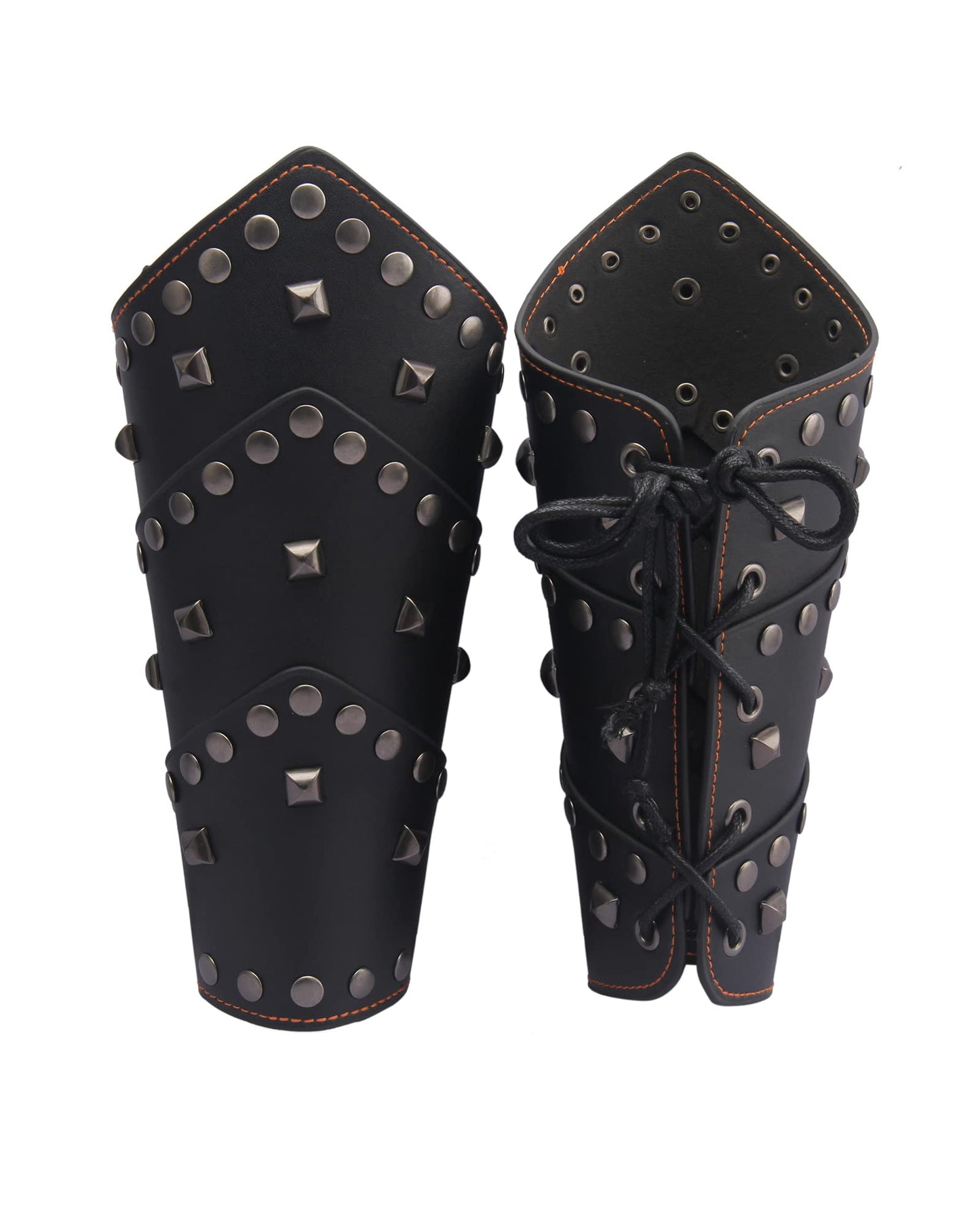 GelConnie Leather Gauntlet Wristband Viking Leather Arm Guard Medieval Armor Bracers Leather Armband Wrist Guards Cosplay Black Leather Bracers