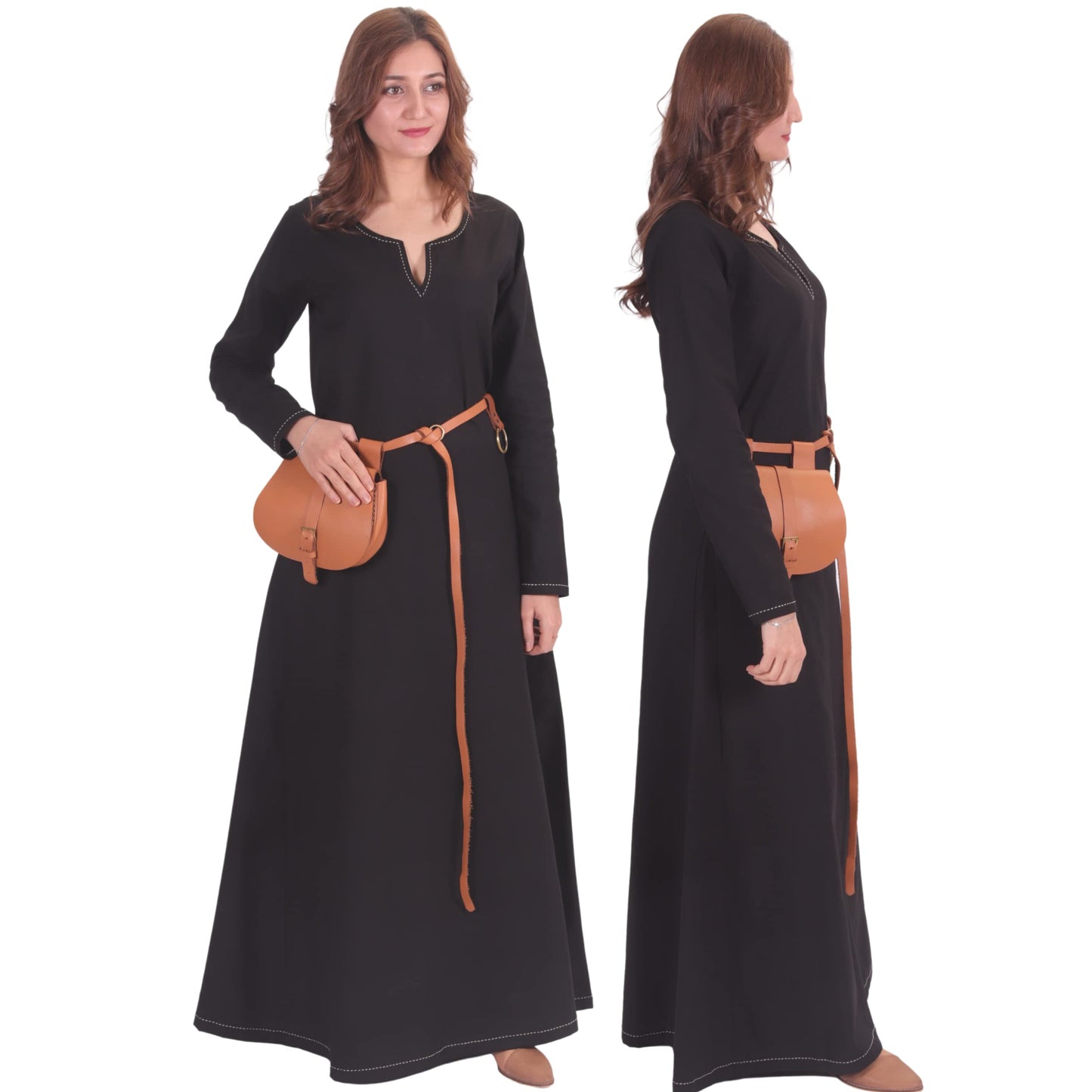 Turkish Made Natural Cotton Fraye Viking Medieval Women Dress