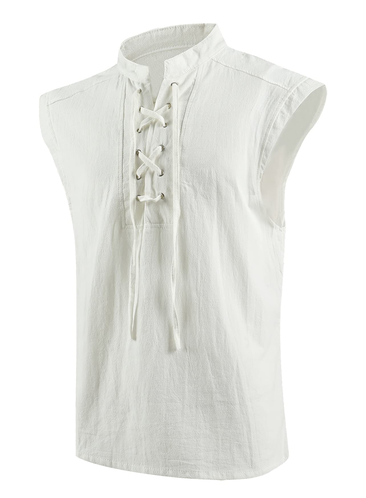 Mens Medieval Renaissance Pirate Costume Sleeveless Lace-up