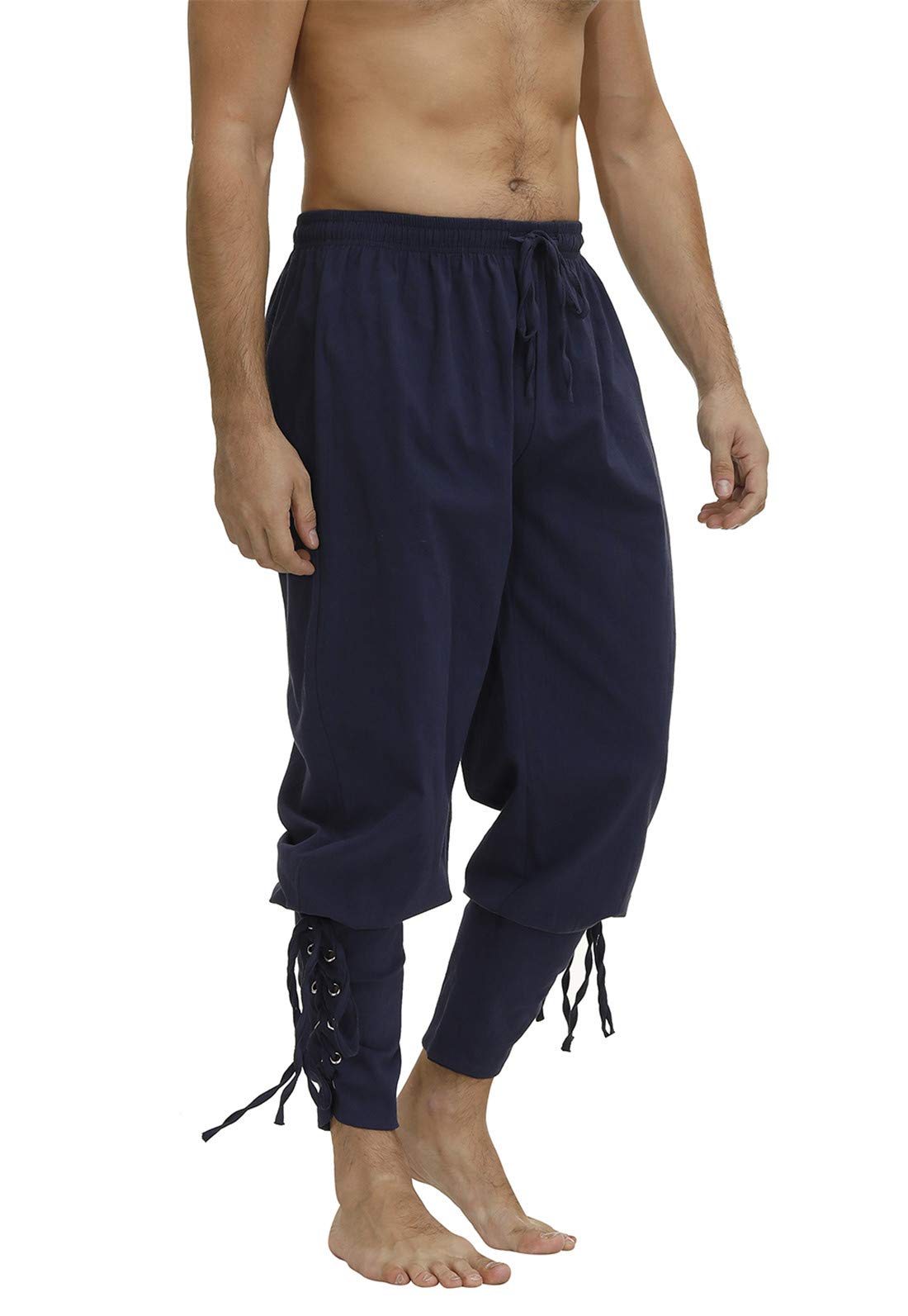 Men's Ankle Banded Cuff Renaissance Medieval Viking Pants