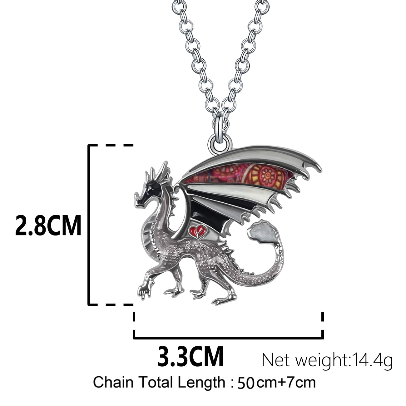 Enamel Alloy Dragon Pendant Necklace - Fantasy Dinosaur Charm Gift for Women - Blue