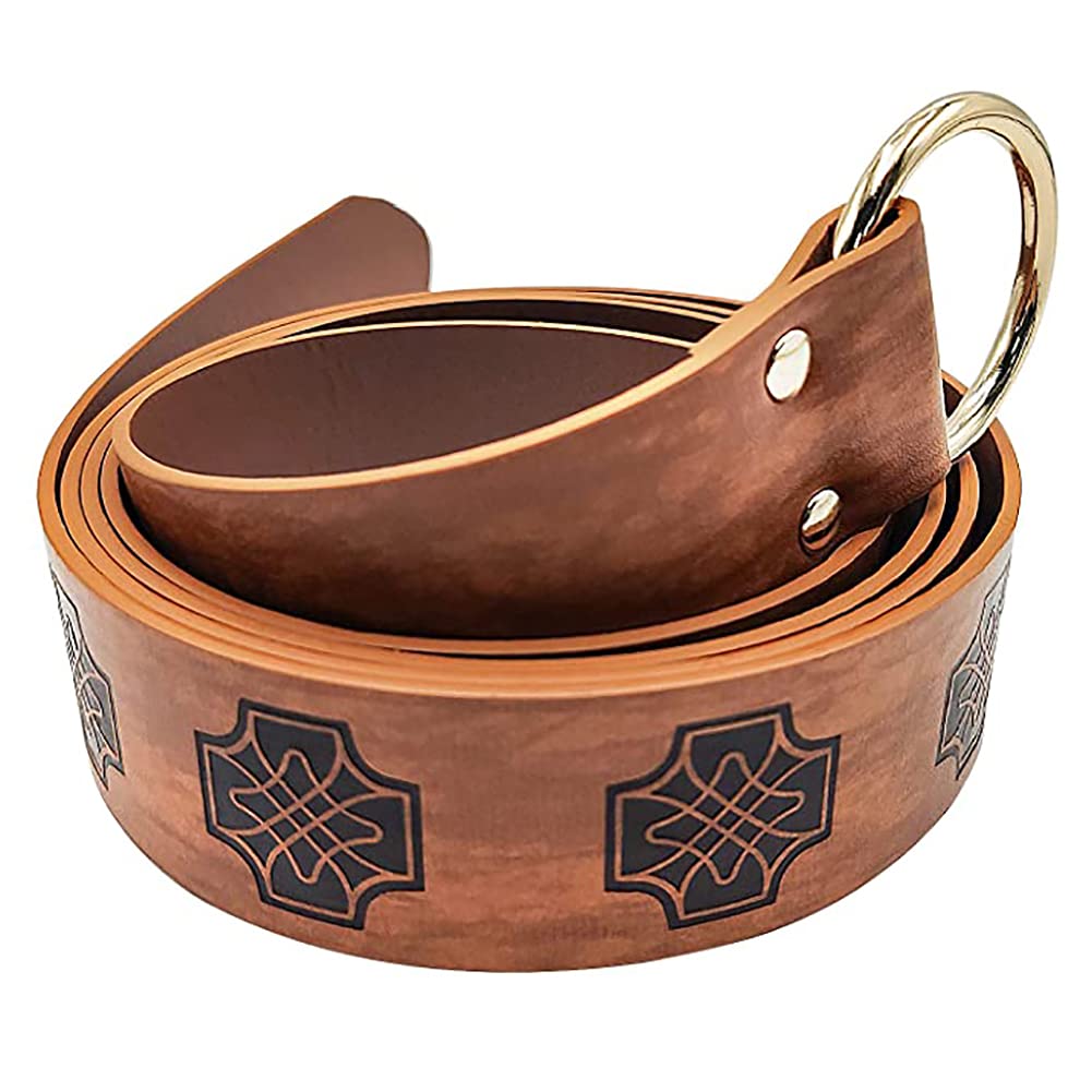 Dark Brown Celtic Knot Embossed PU Leather Medieval Viking Belt