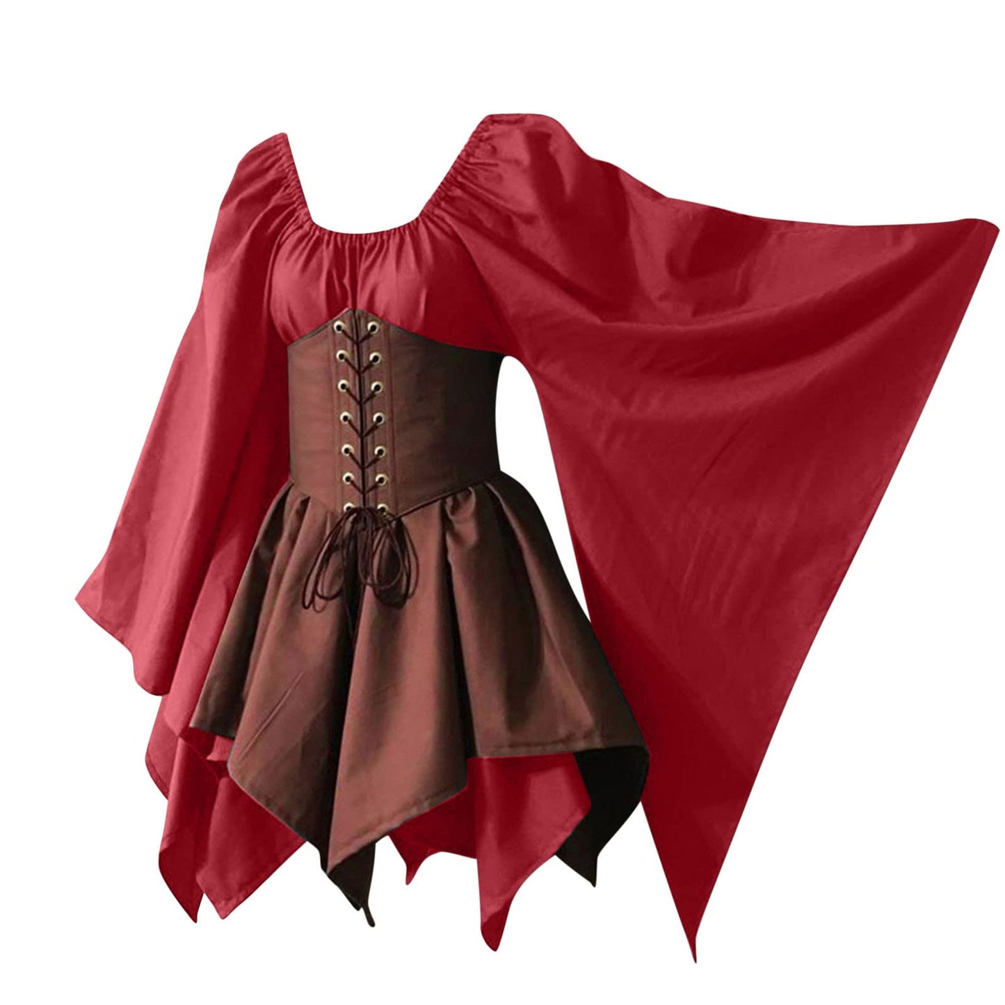 Red Retro Gothic Witch Medieval Cosplay Dress for Women