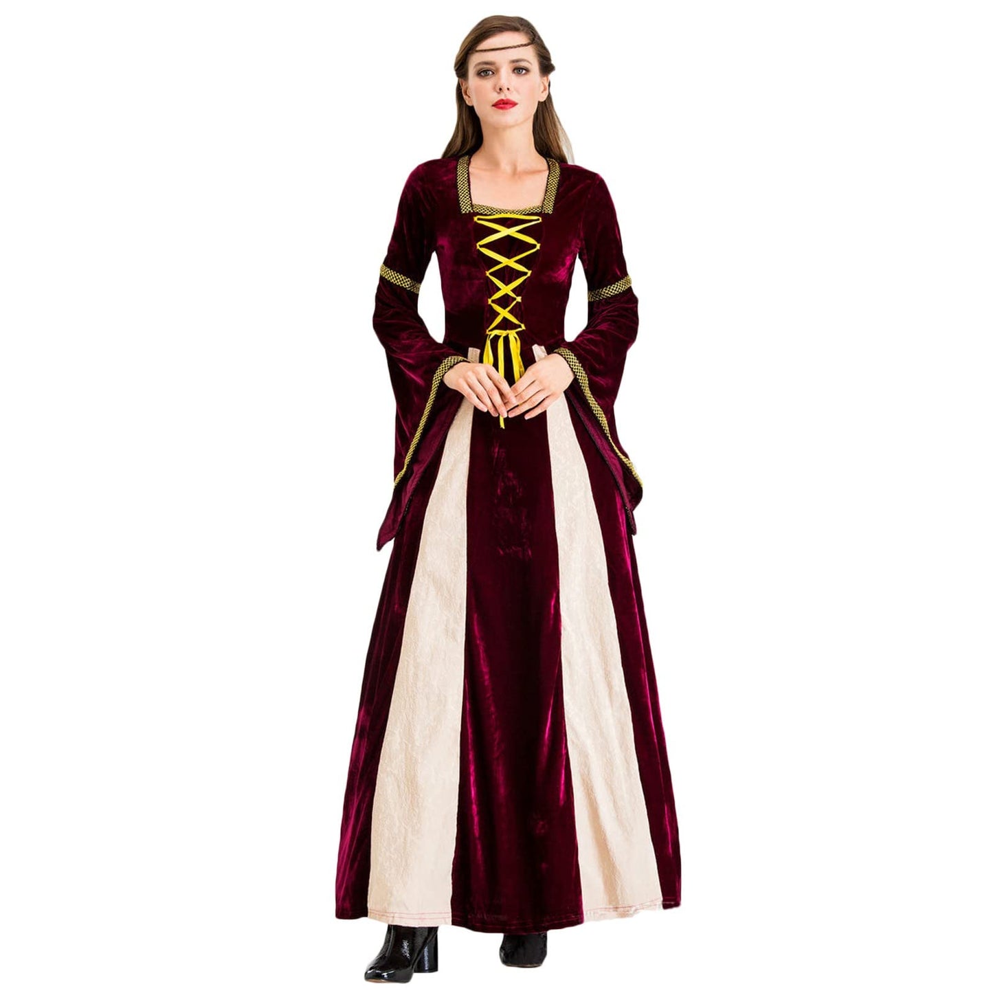 Wine Gothic Witch Medieval Wedding Dress Renaissance Dress for Women