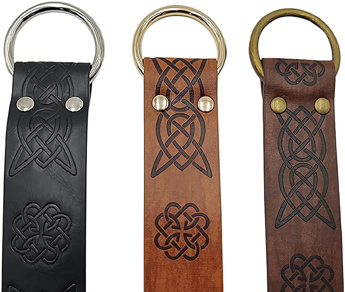 Dark Brown Celtic Knot Embossed PU Leather Medieval Viking Belt