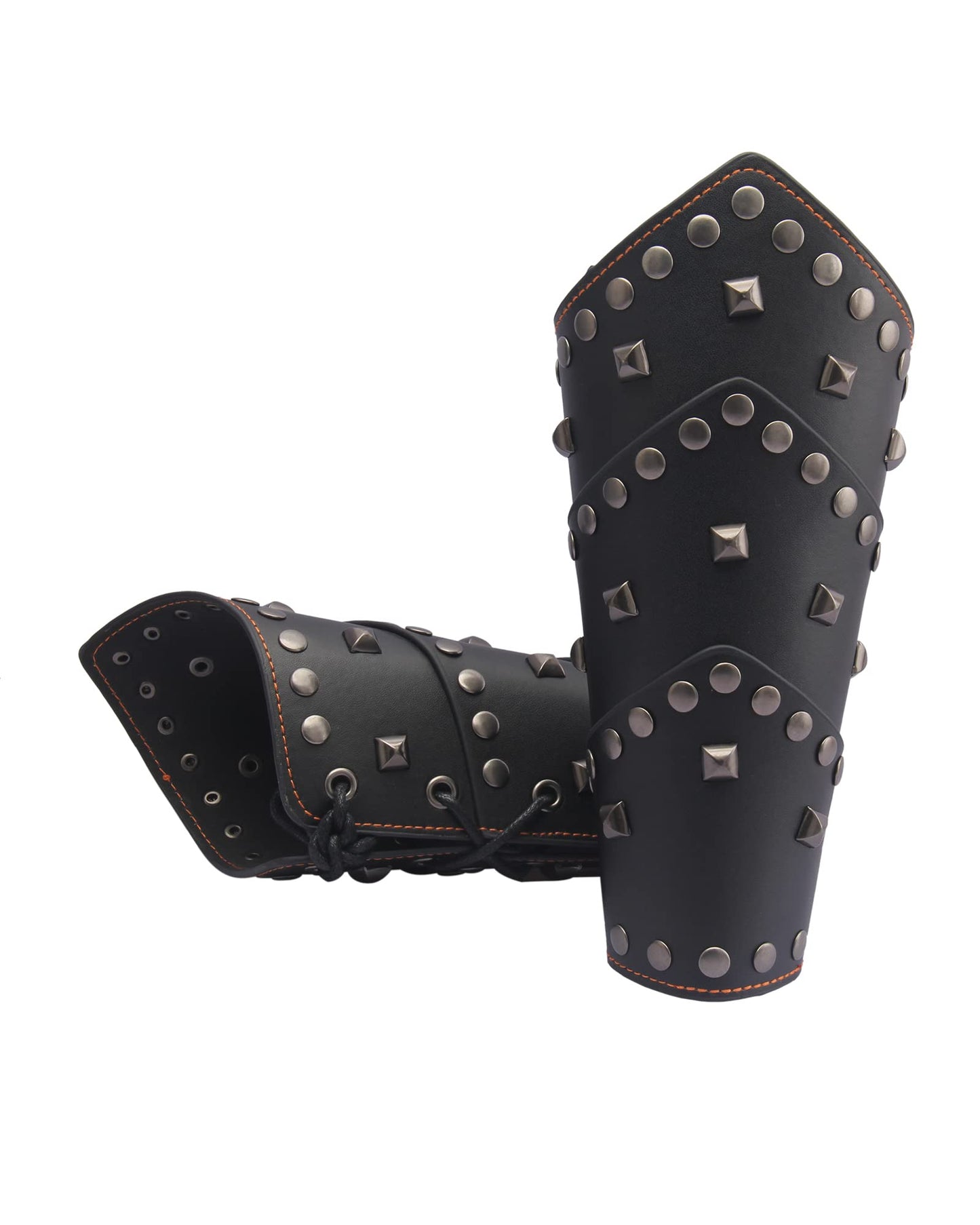 GelConnie Leather Gauntlet Wristband Viking Leather Arm Guard Medieval Armor Bracers Leather Armband Wrist Guards Cosplay Black Leather Bracers