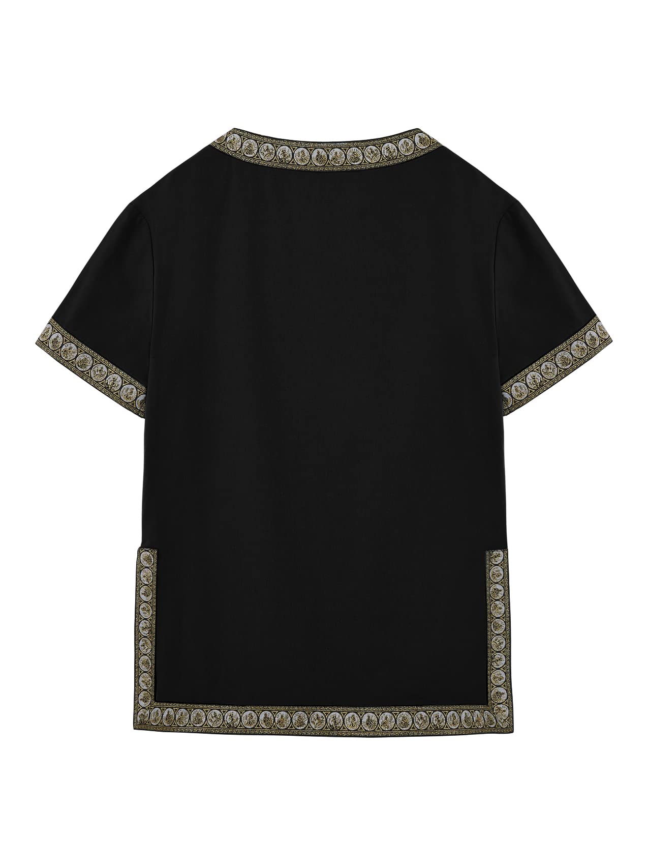 Gafeng Kids Medieval Knight Costume Tunic Renaissance V Neck Shirt Viking Vintage Warrior Halloween Tops Black 10-12 Years