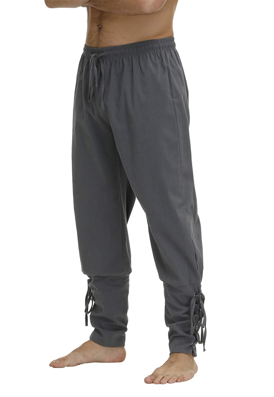 Men's Ankle Banded Cuff Renaissance Medieval Viking Pants
