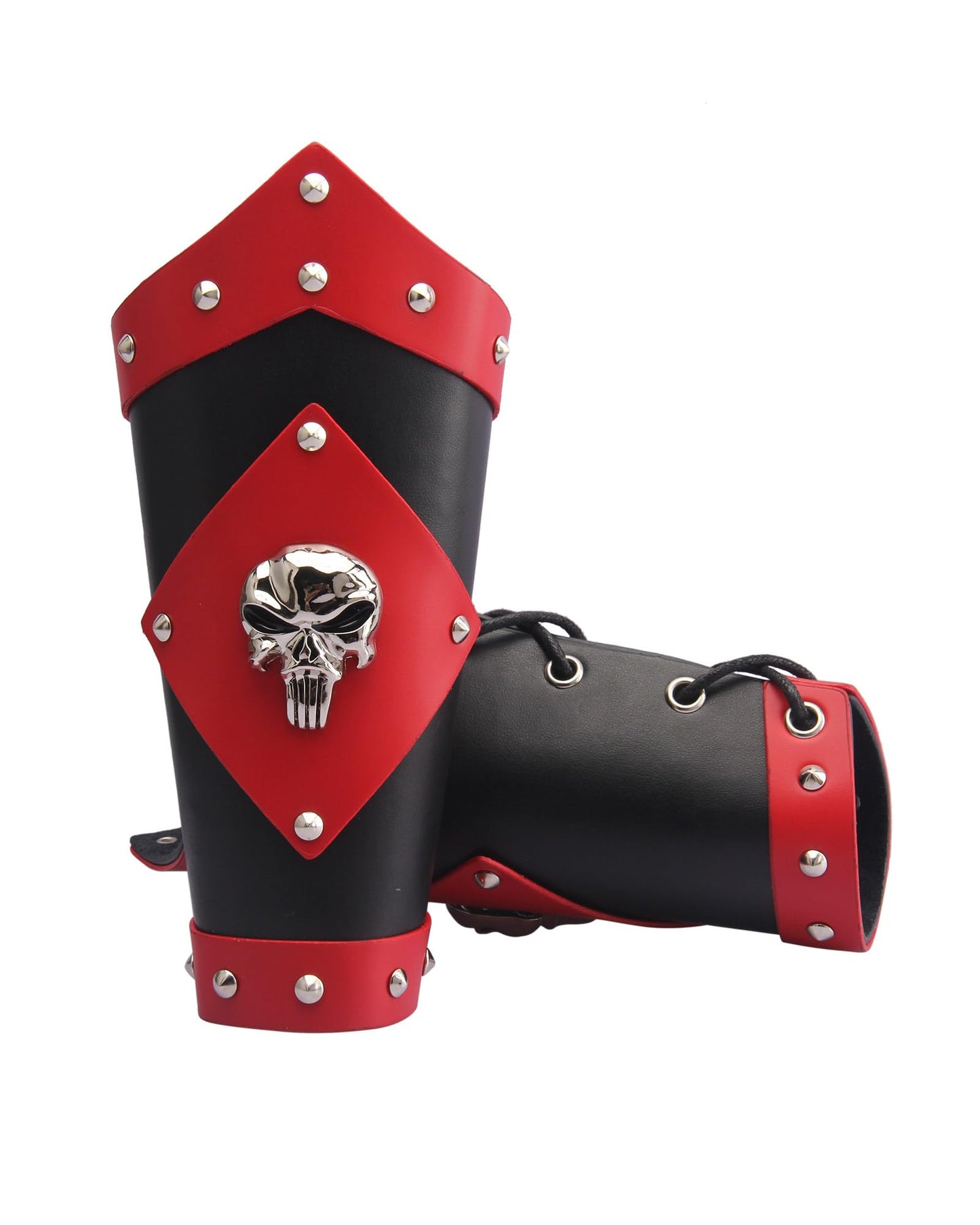 GelConnie Leather Gauntlet Wristband Viking Leather Arm Guard Medieval Armor Bracers Leather Armband Wrist Guards Cosplay Black Leather Bracers
