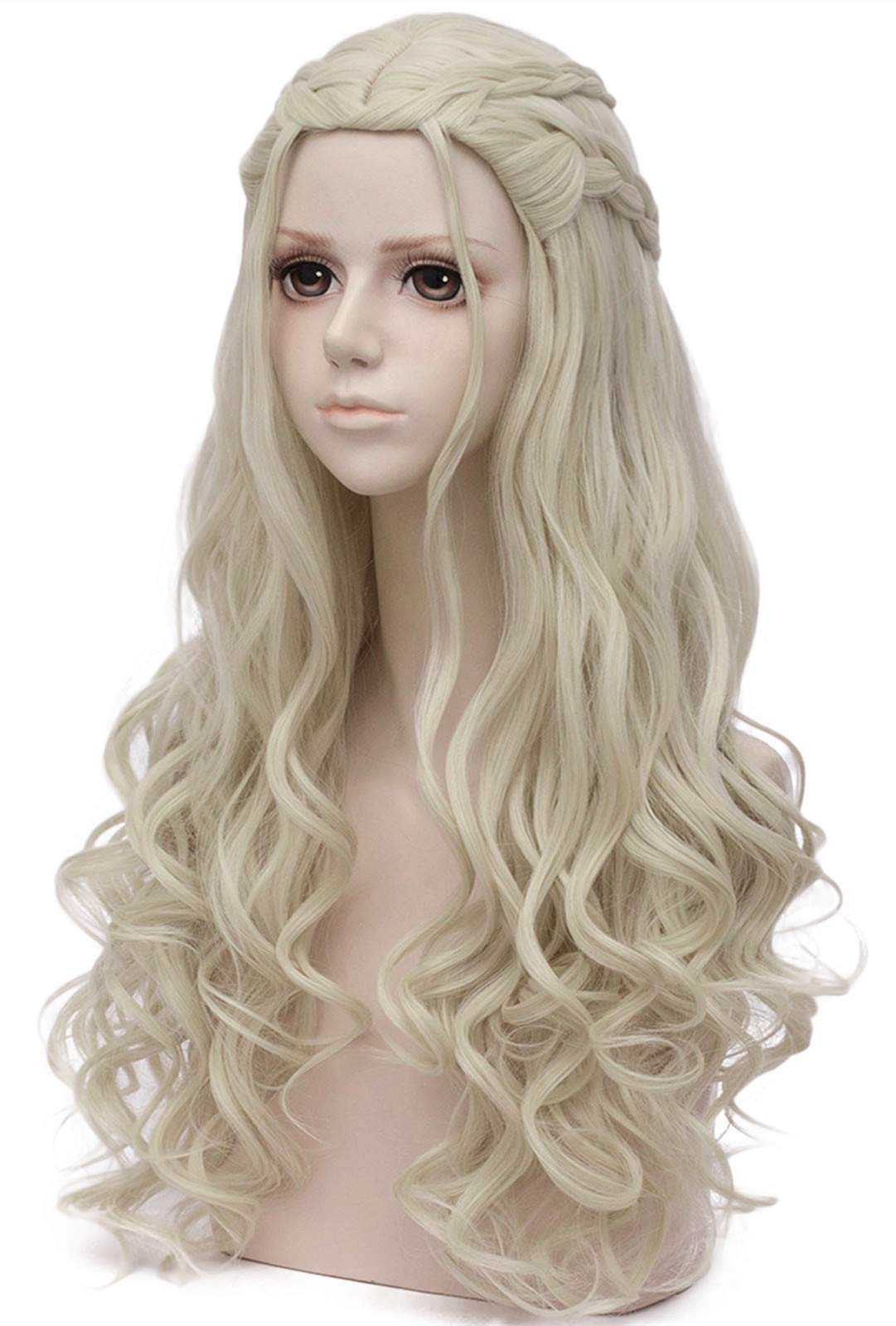 Mersi Silver Wigs for Women Costume Wig Long Braided Hair Wigs for Party Halloween (Silver) S039S