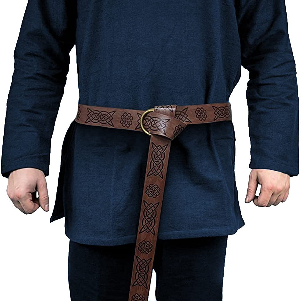 Dark Brown Celtic Knot Embossed PU Leather Medieval Viking Belt