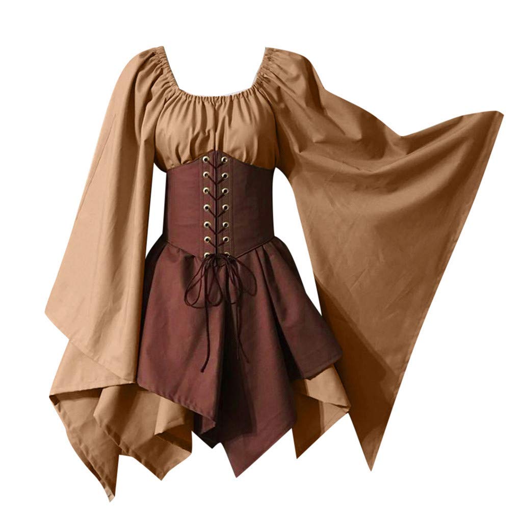 Red Retro Gothic Witch Medieval Cosplay Dress for Women