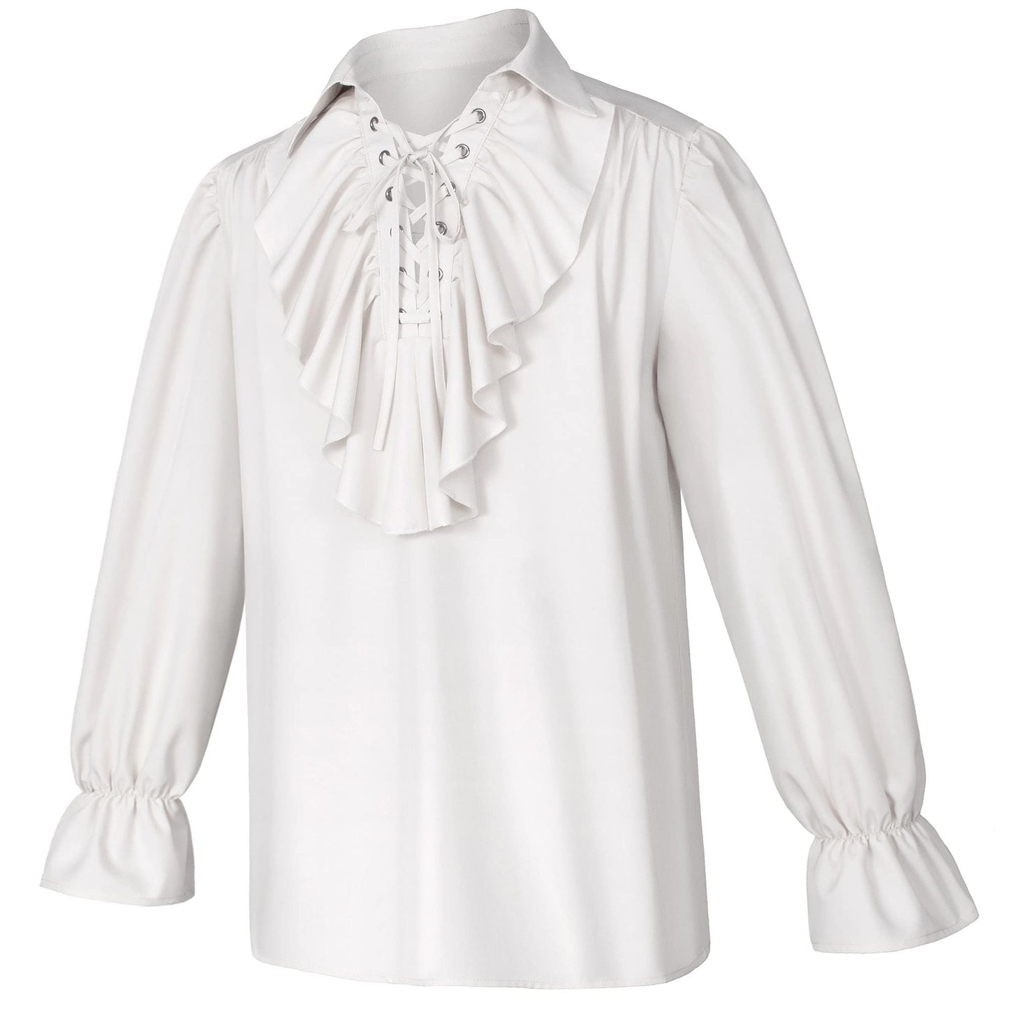 Men's Renaissance Victorian Medieval Pirate Shirt Lace Up Costume Top