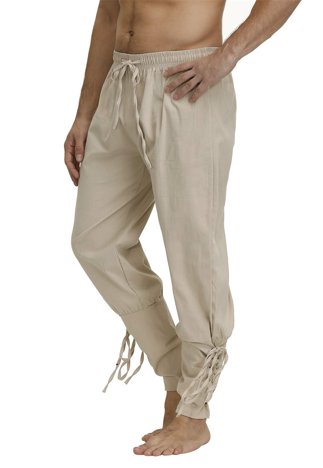Men's Ankle Banded Cuff Renaissance Medieval Viking Pants