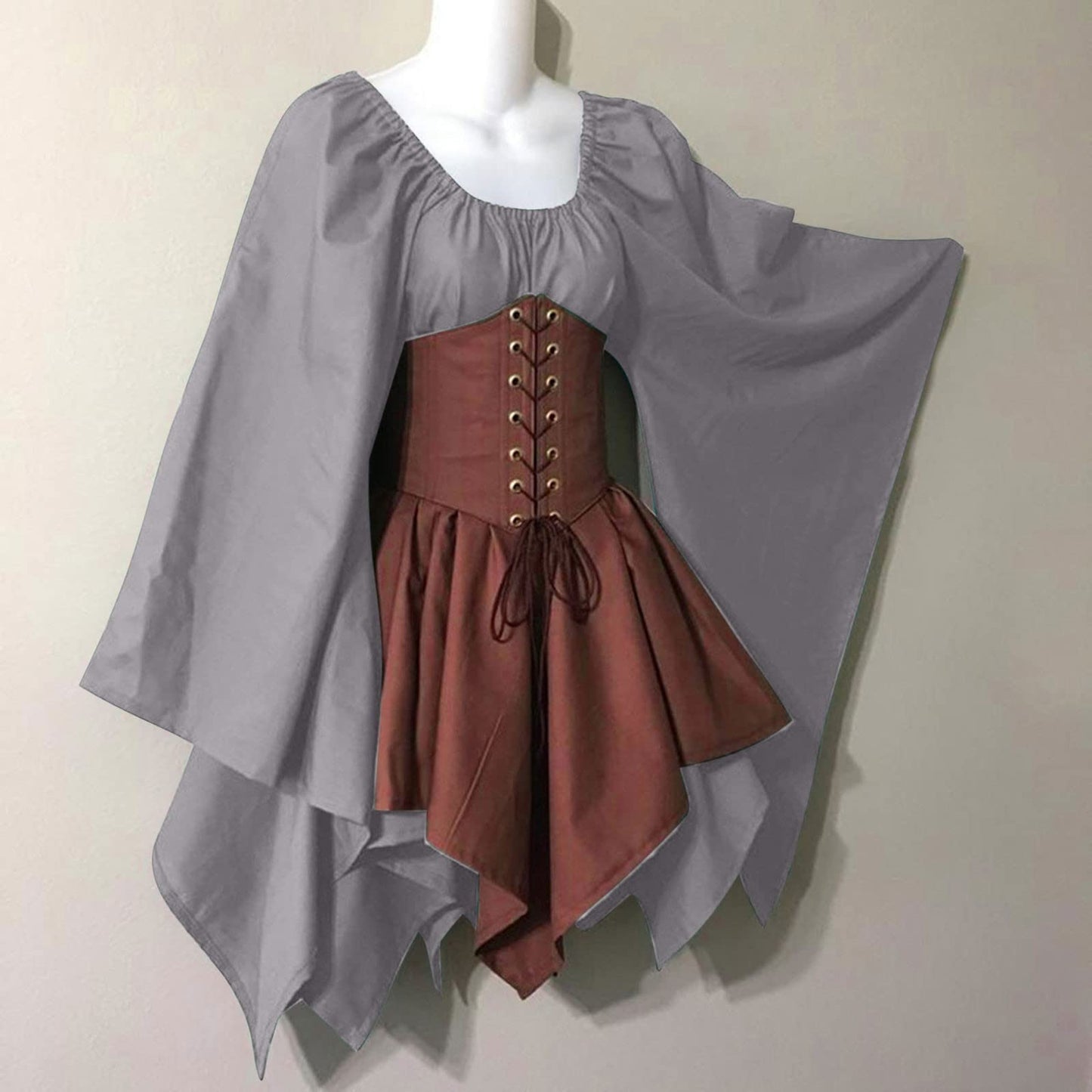 Red Retro Gothic Witch Medieval Cosplay Dress for Women