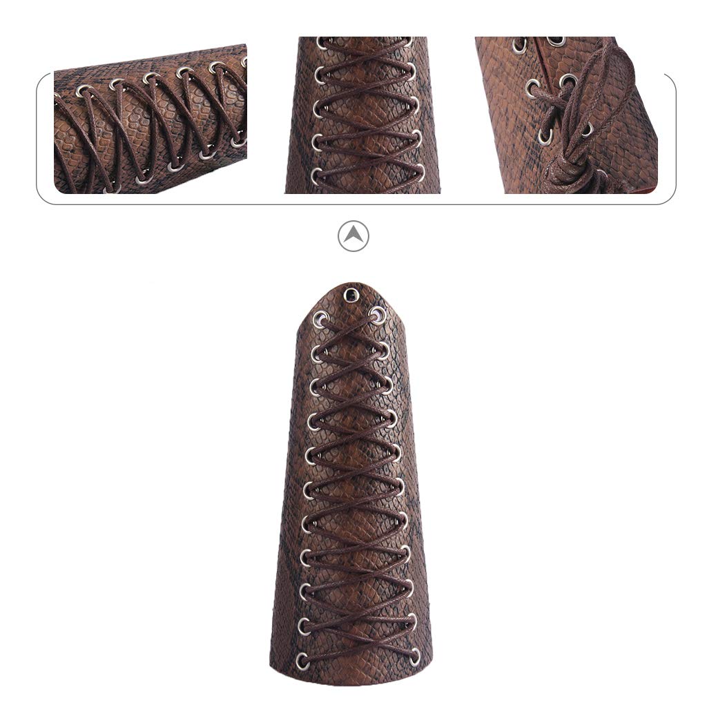 GelConnie Leather Gauntlet Wristband Viking Leather Arm Guard Medieval Armor Bracers Leather Armband Wrist Guards Cosplay Black Leather Bracers