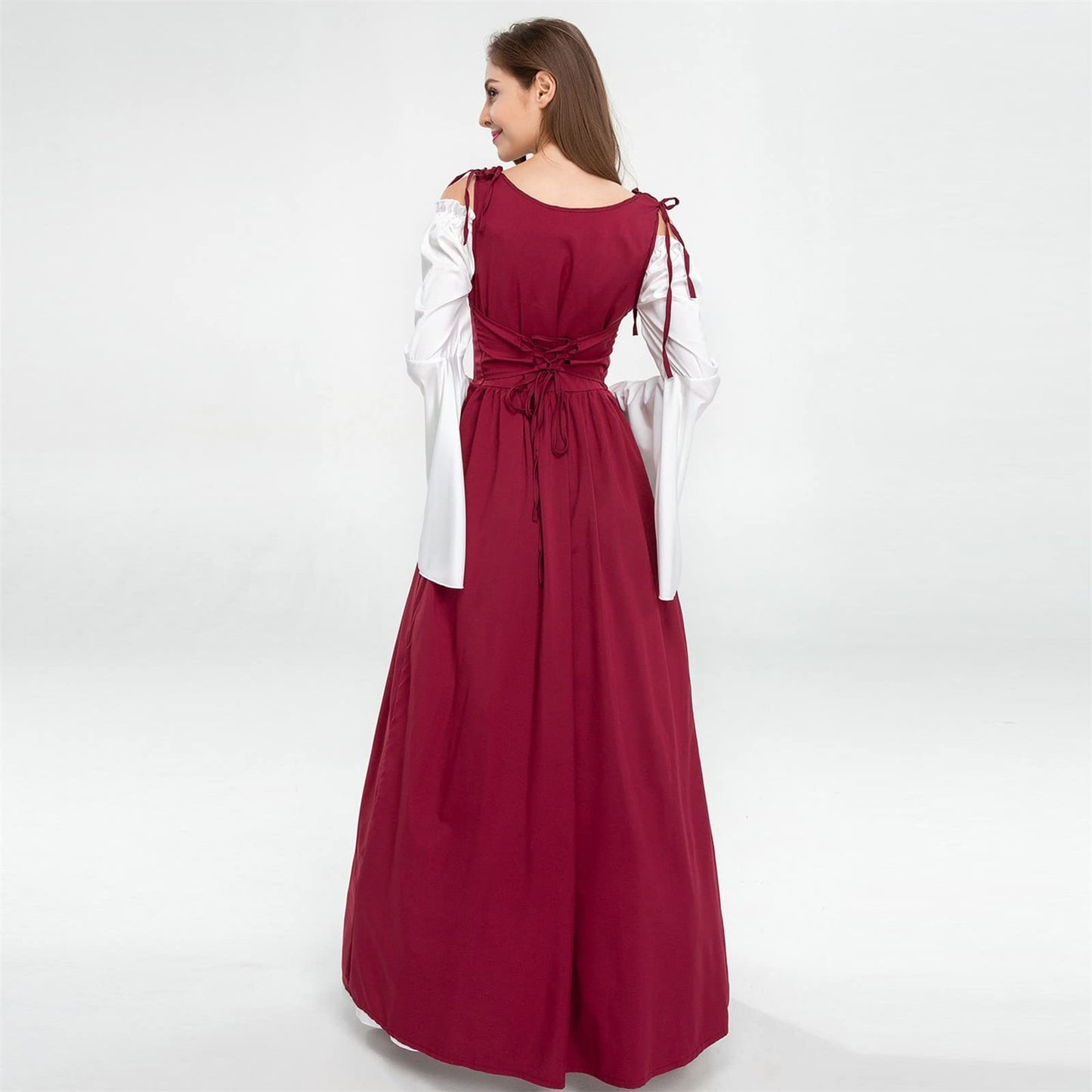 Wine Gothic Witch Medieval Wedding Dress Renaissance Dress for Women