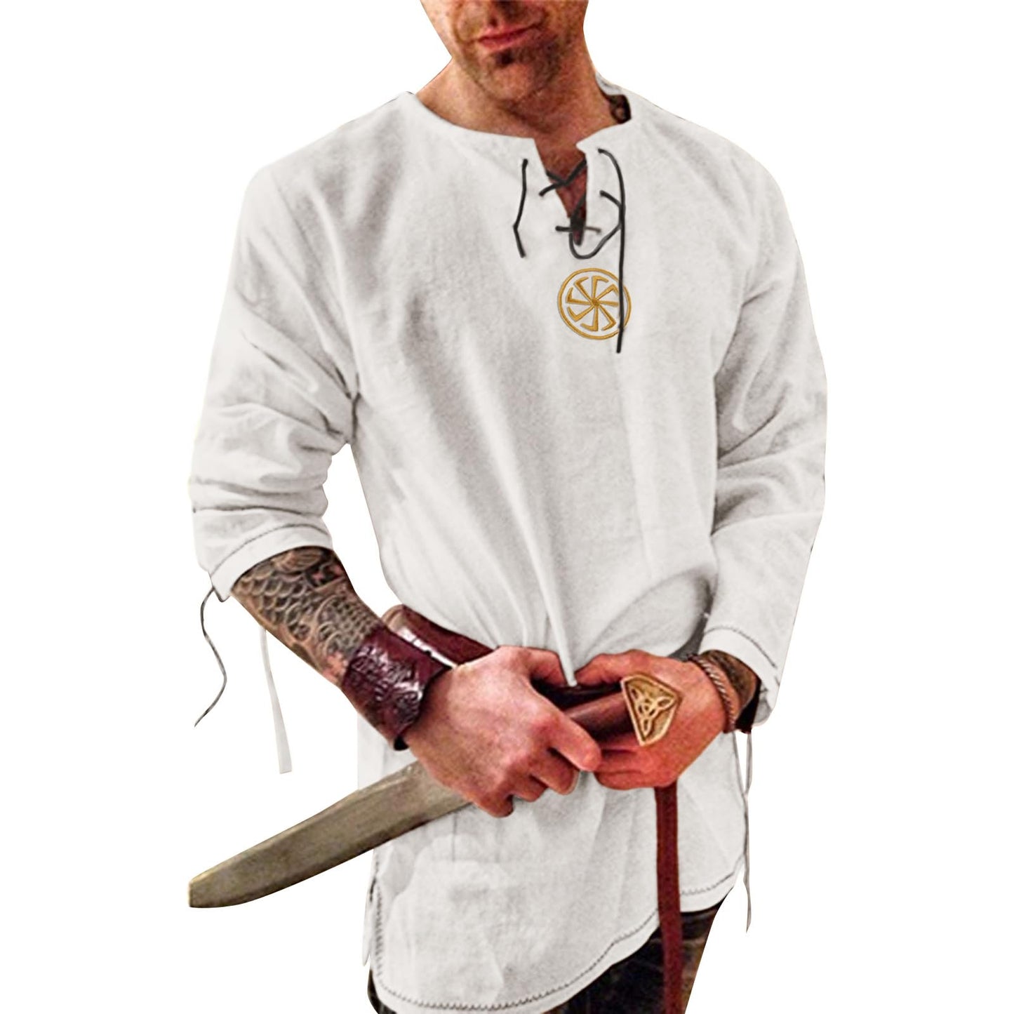 Men's Fashion Cotton Linen Shirt Long Sleeve Solid Color Ethnic Beach Yoga Top X-Large Black