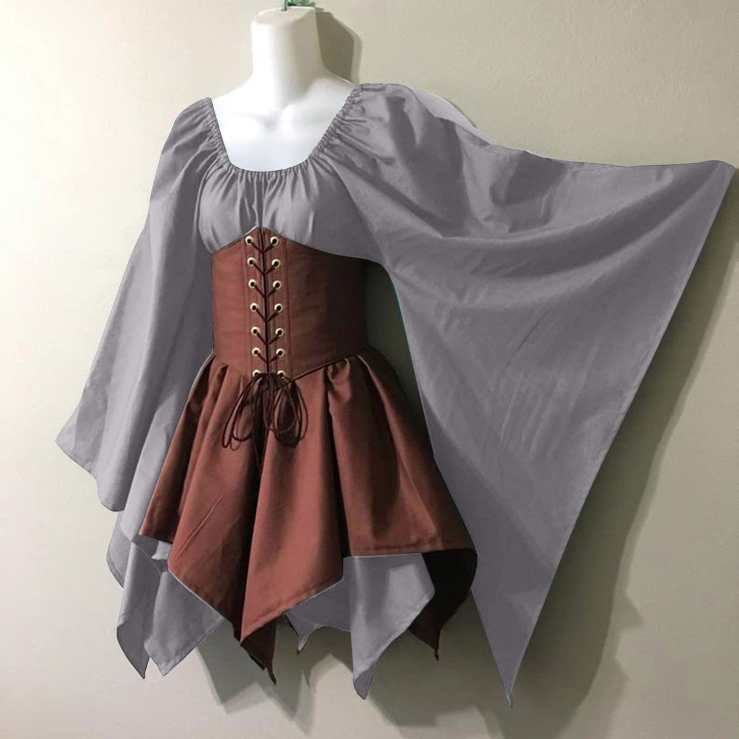 Red Retro Gothic Witch Medieval Cosplay Dress for Women