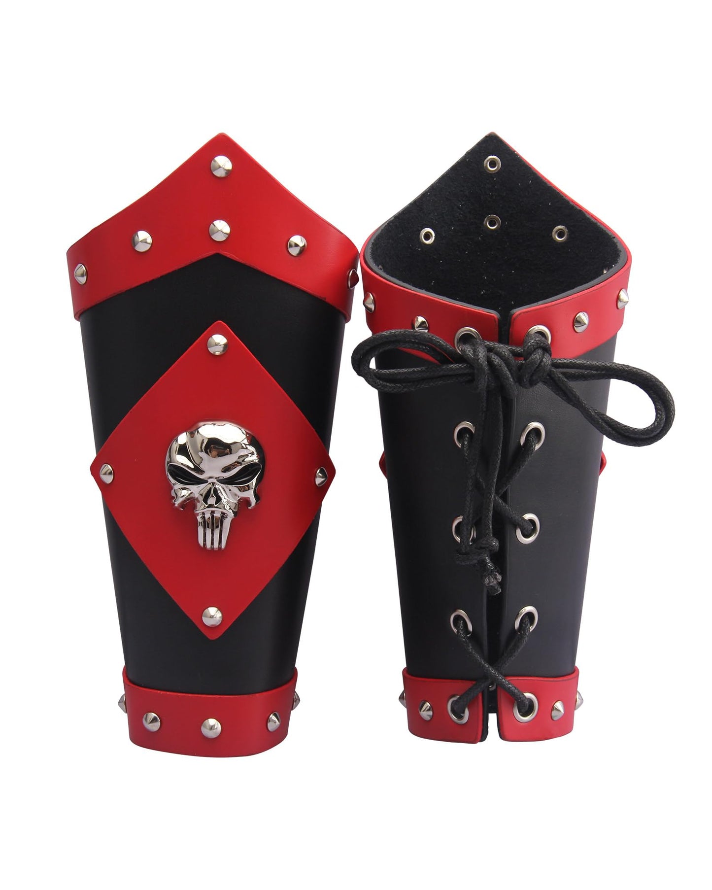 GelConnie Leather Gauntlet Wristband Viking Leather Arm Guard Medieval Armor Bracers Leather Armband Wrist Guards Cosplay Black Leather Bracers