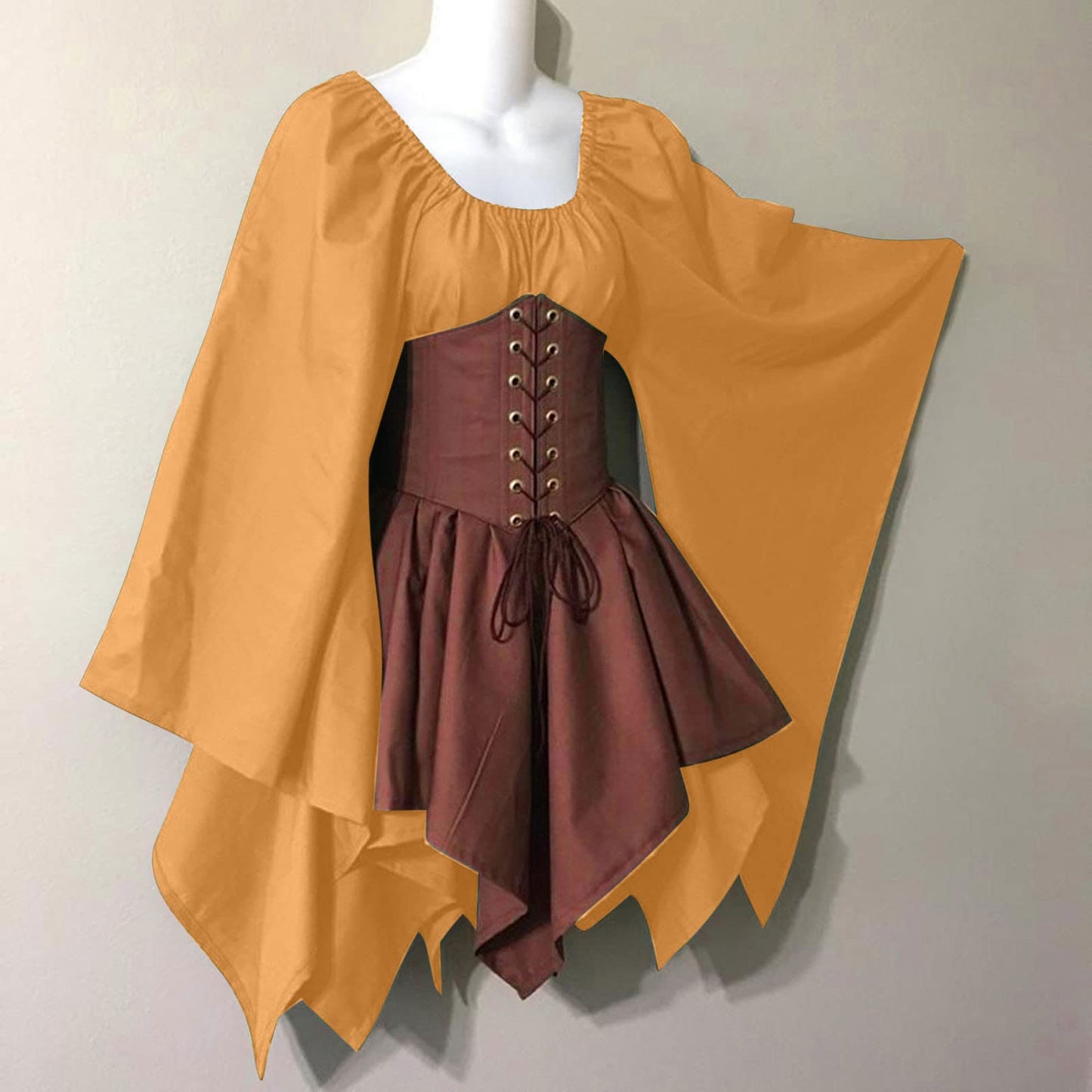 Red Retro Gothic Witch Medieval Cosplay Dress for Women