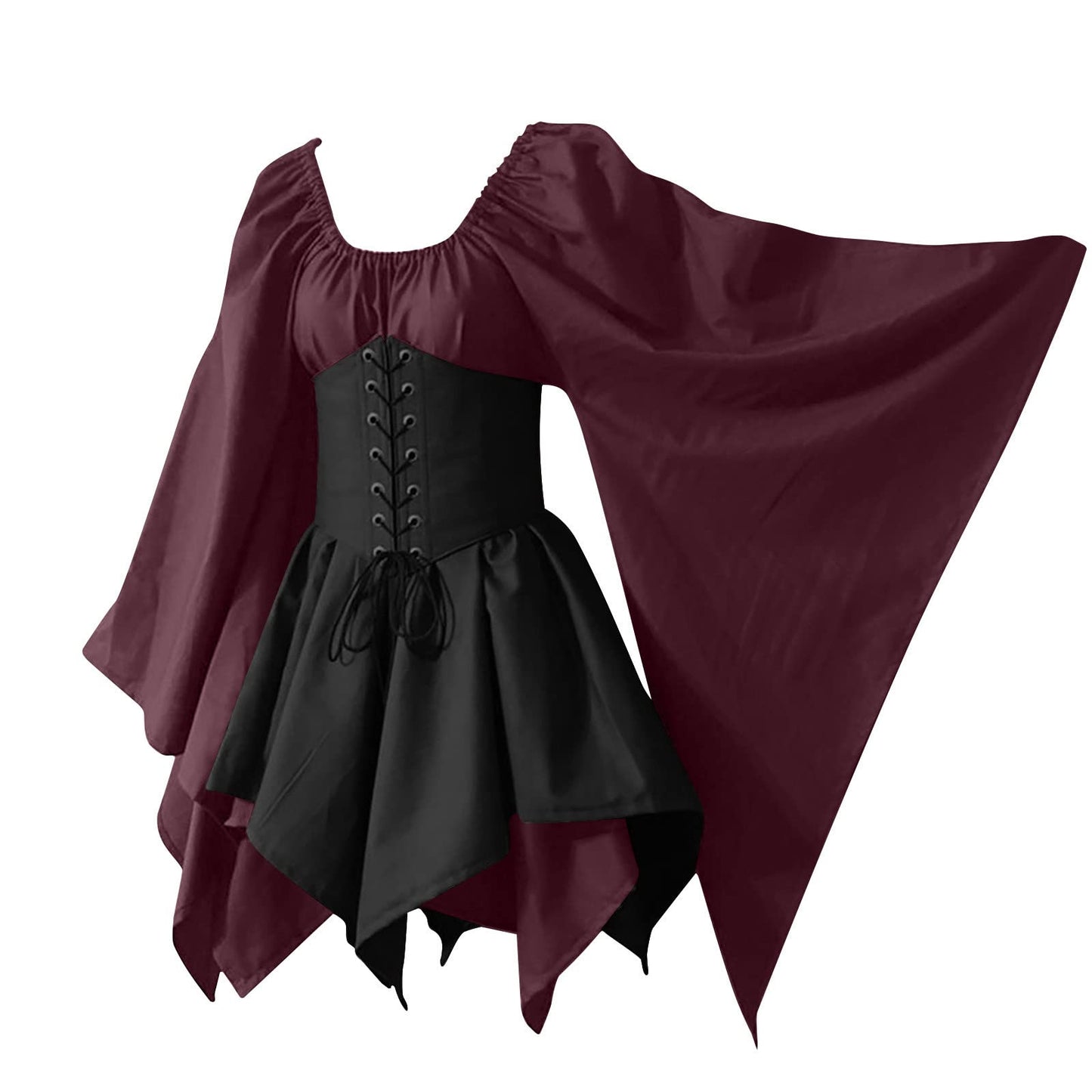 Red Retro Gothic Witch Medieval Cosplay Dress for Women