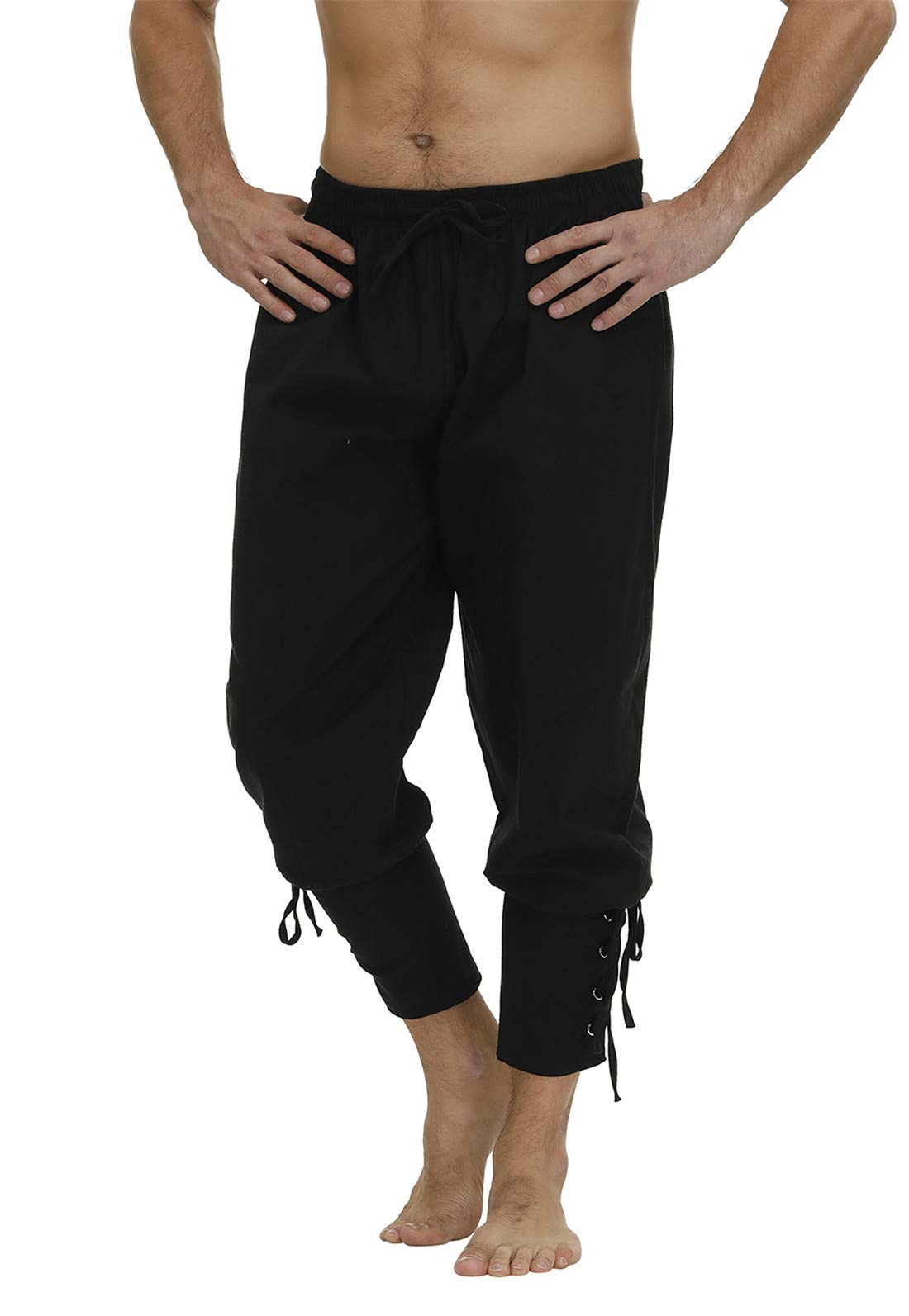 Men's Ankle Banded Cuff Renaissance Medieval Viking Pants